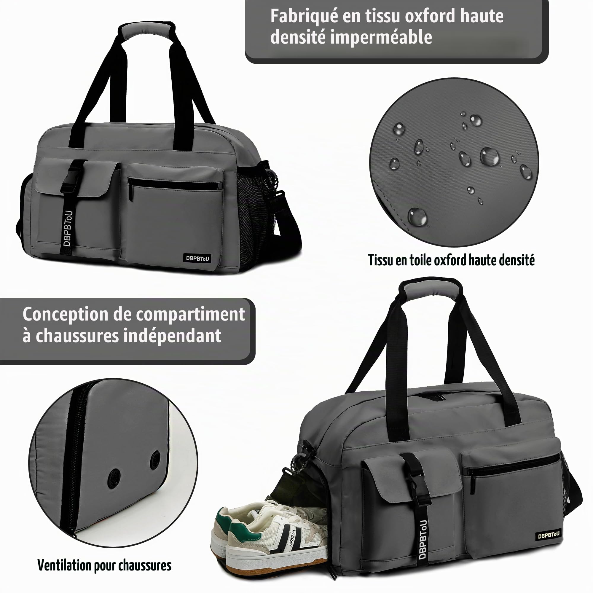 Sac de Sport Femme Homme (Jaune) | Sac Sport avec Compartiment à Chaussures de Ventilation, Sac de Voyage Femme Imperméable avec Compartiment Humide