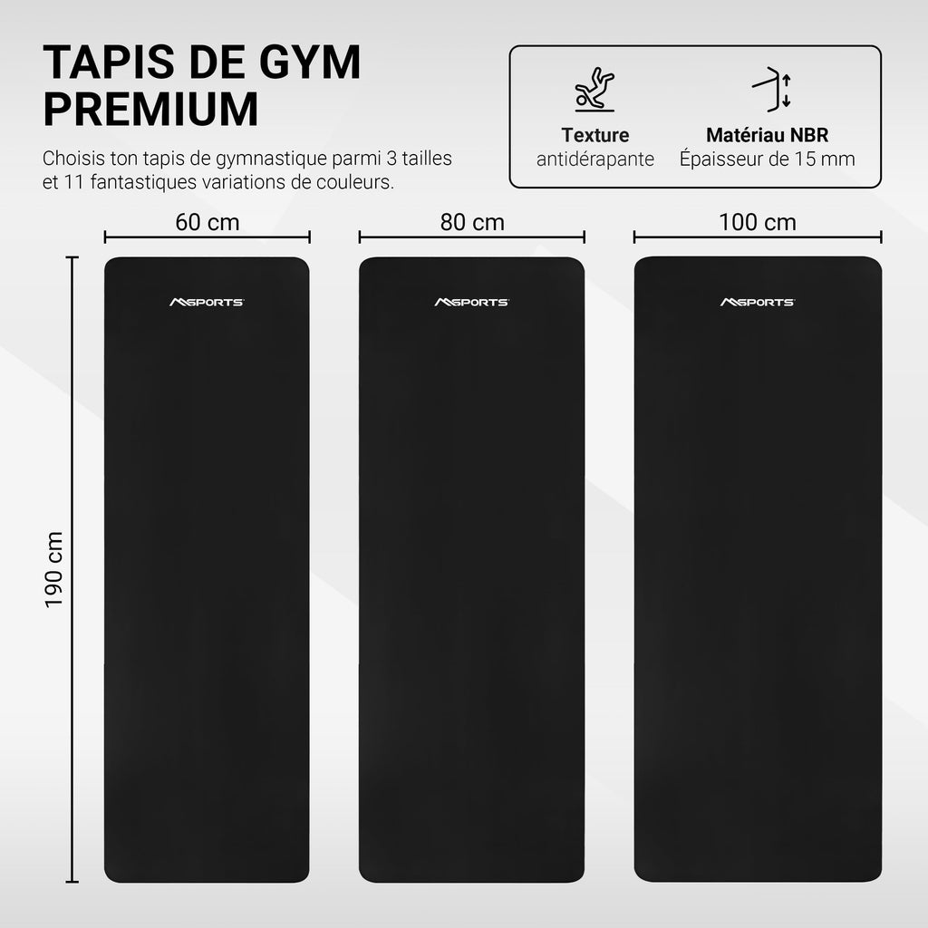 MSPORTS Premium Gymnastics Mat – Non-Slip Floor Mat for Fitness, Yoga & Strength Training – Available in 4 Sizes and 12 Colors Thick Yoga Mat