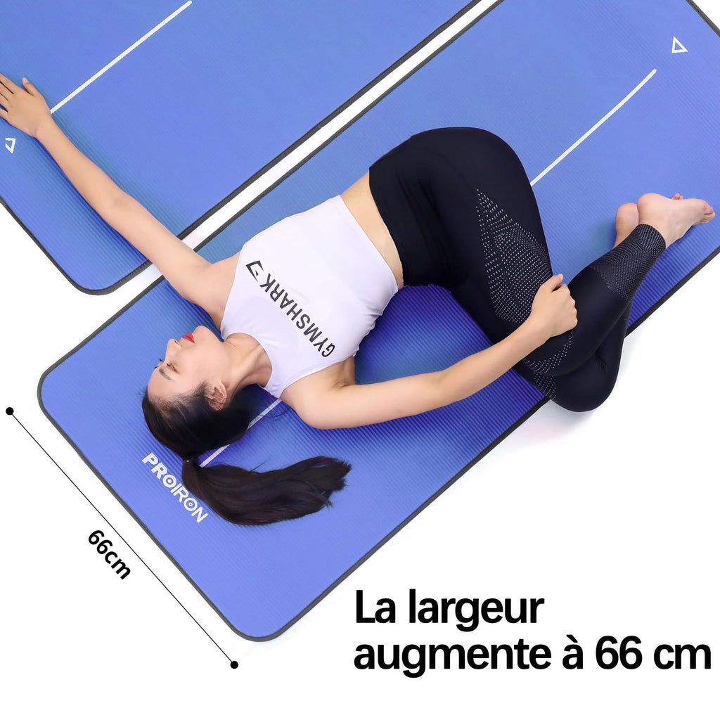 PROIRON Thick 10MM Exercise Mat, Non-Slip Yoga Pilates Gym Mat | Tear-Resistant Reinforced Edges, Flat, Good Elasticity, Camping Mat for Travel, NBR, 1860x660x10mm
