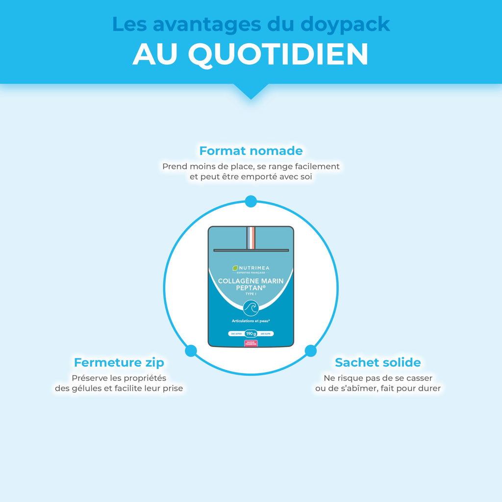 Collagene Marin | Types 1 & 2 Brevetés | Vitamines A, C & E Végétales | Pur et Naturel | Hydratation de la Peau | Protège Os et Cartilages | 900 mg | 90 Gélules | Nutrimea | Fabriqué en France