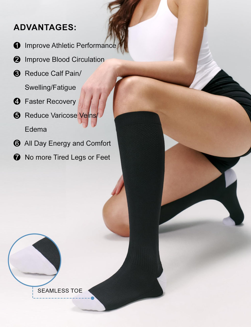 FITRELL 3 Pairs Compression Socks for Women and Men 20-30mmHg-Circulation Support Socks