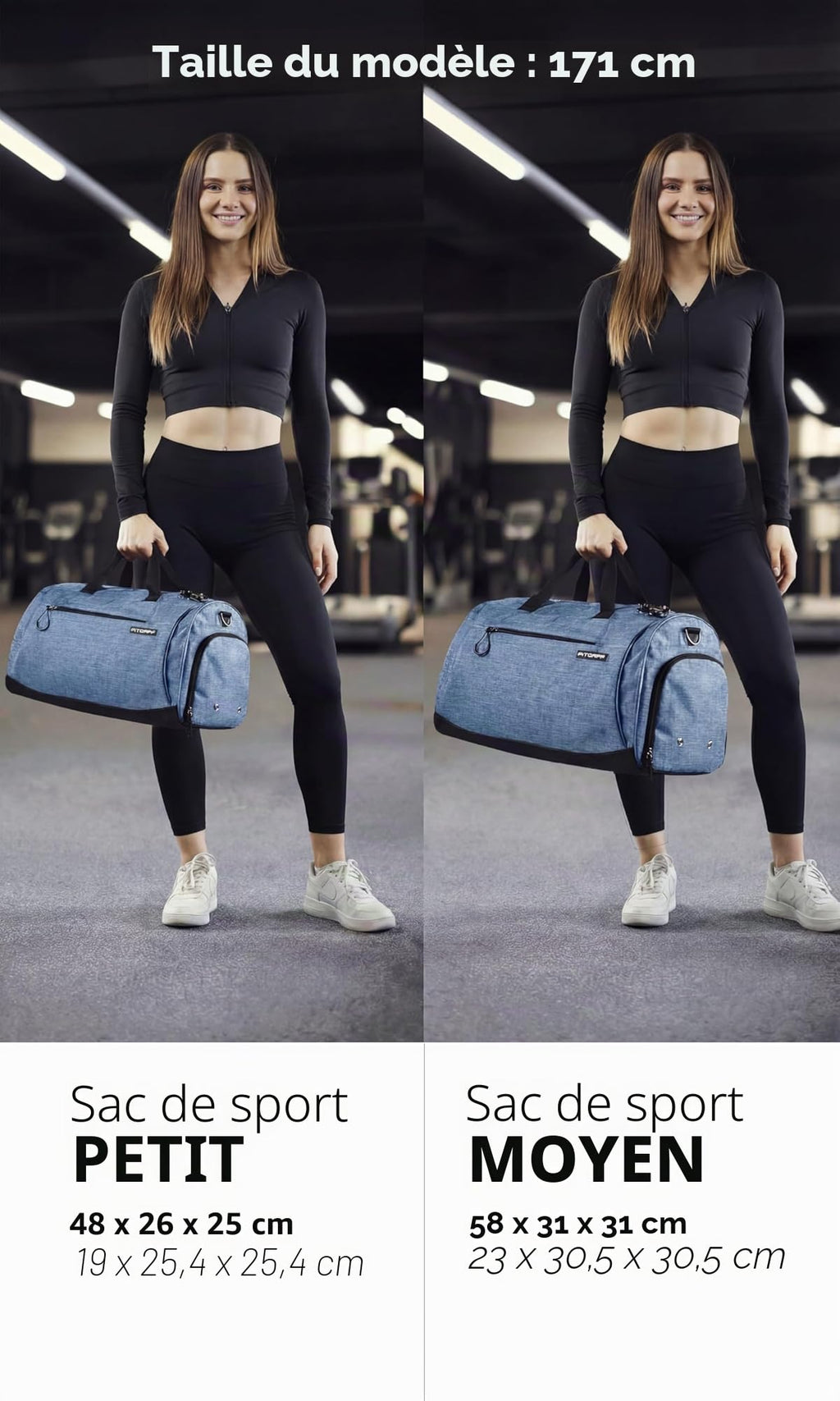 Fitgriff® Sac de Sport Homme & Femme V1 - Sacs de Voyage avec Compartiments Chaussures et Humide, pour Gym, Fitness, Weekend - Duffel Bag