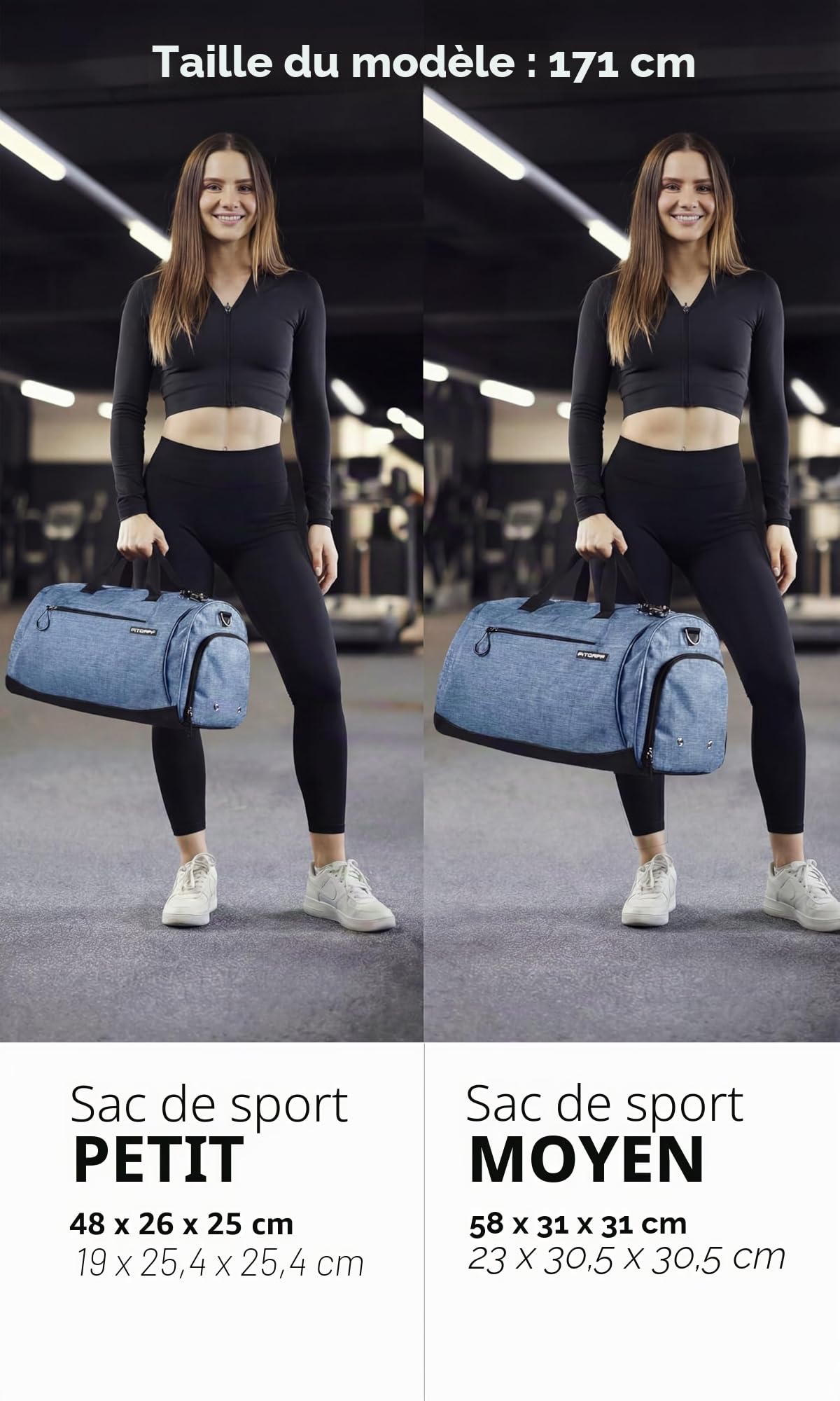 Fitgriff® Sac de Sport Homme & Femme V1 - Sacs de Voyage avec Compartiments Chaussures et Humide, pour Gym, Fitness, Weekend - Duffel Bag