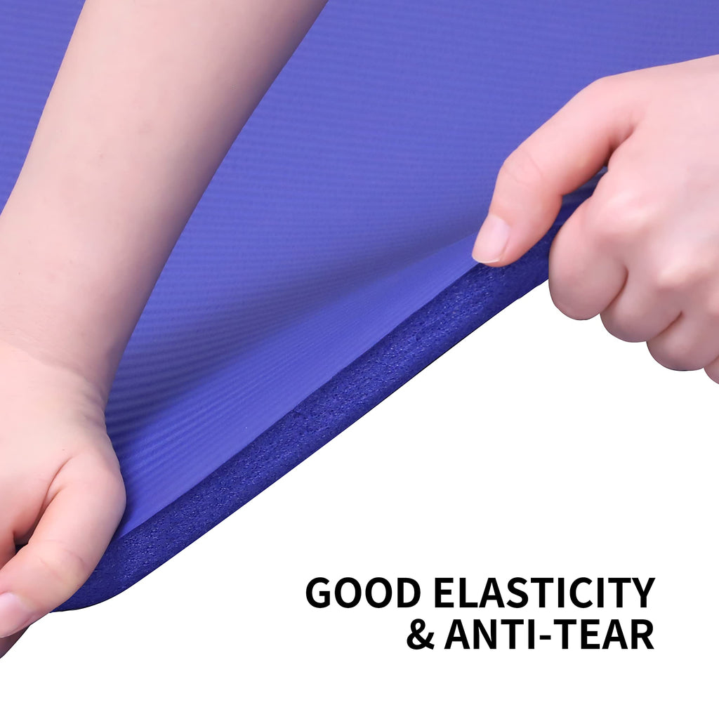 PROIRON Thick 10MM Exercise Mat, Non-Slip Yoga Pilates Gym Mat | Tear-Resistant Reinforced Edges, Flat, Good Elasticity, Camping Mat for Travel, NBR, 1860x660x10mm