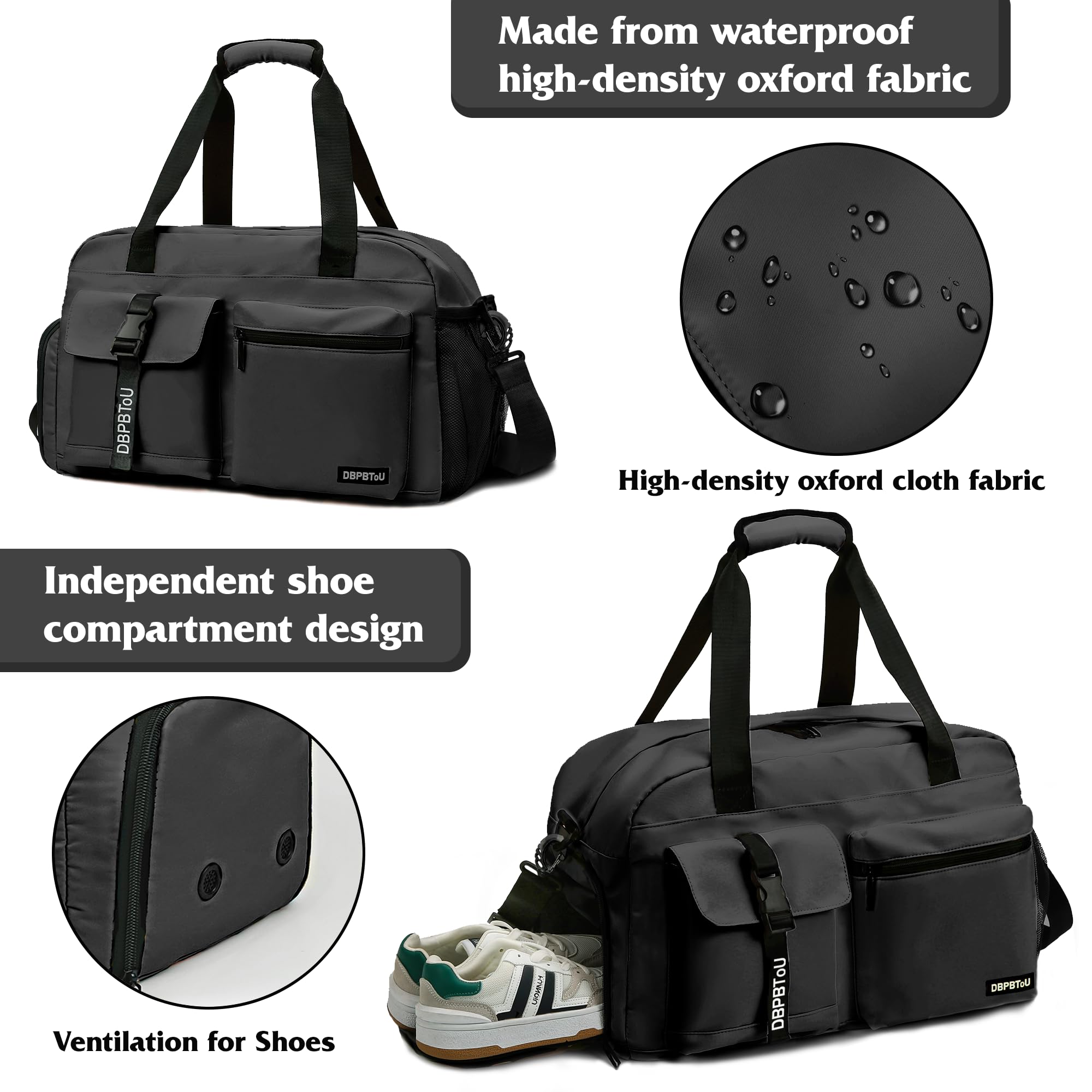 Sac de Sport Femme Homme (Jaune) | Sac Sport avec Compartiment à Chaussures de Ventilation, Sac de Voyage Femme Imperméable avec Compartiment Humide