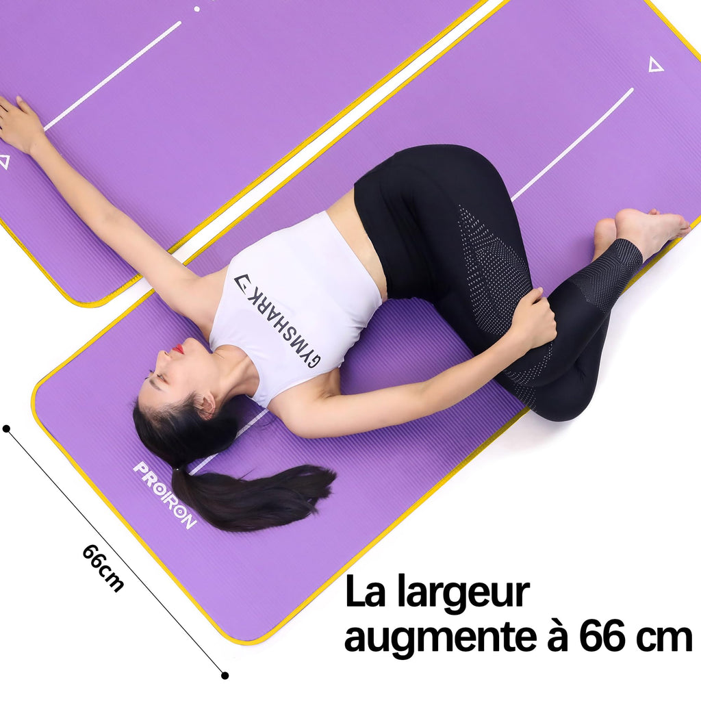 PROIRON Thick 10MM Exercise Mat, Non-Slip Yoga Pilates Gym Mat | Tear-Resistant Reinforced Edges, Flat, Good Elasticity, Camping Mat for Travel, NBR, 1860x660x10mm