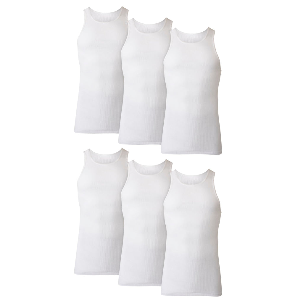 Hanes Men's Tank Undershirt Pack, Cotton Tank Undershirt, Moisture-Wicking, Breathable, White or Grey/Black, Multi-Pack