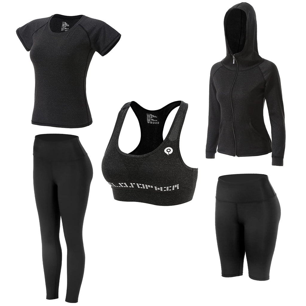 JULY'S SONG Yoga Clothes 5 Piece Sport Suits For Women Gym Running Quick Dry Sportswear For Ladies Sportswear Fitness Apparel