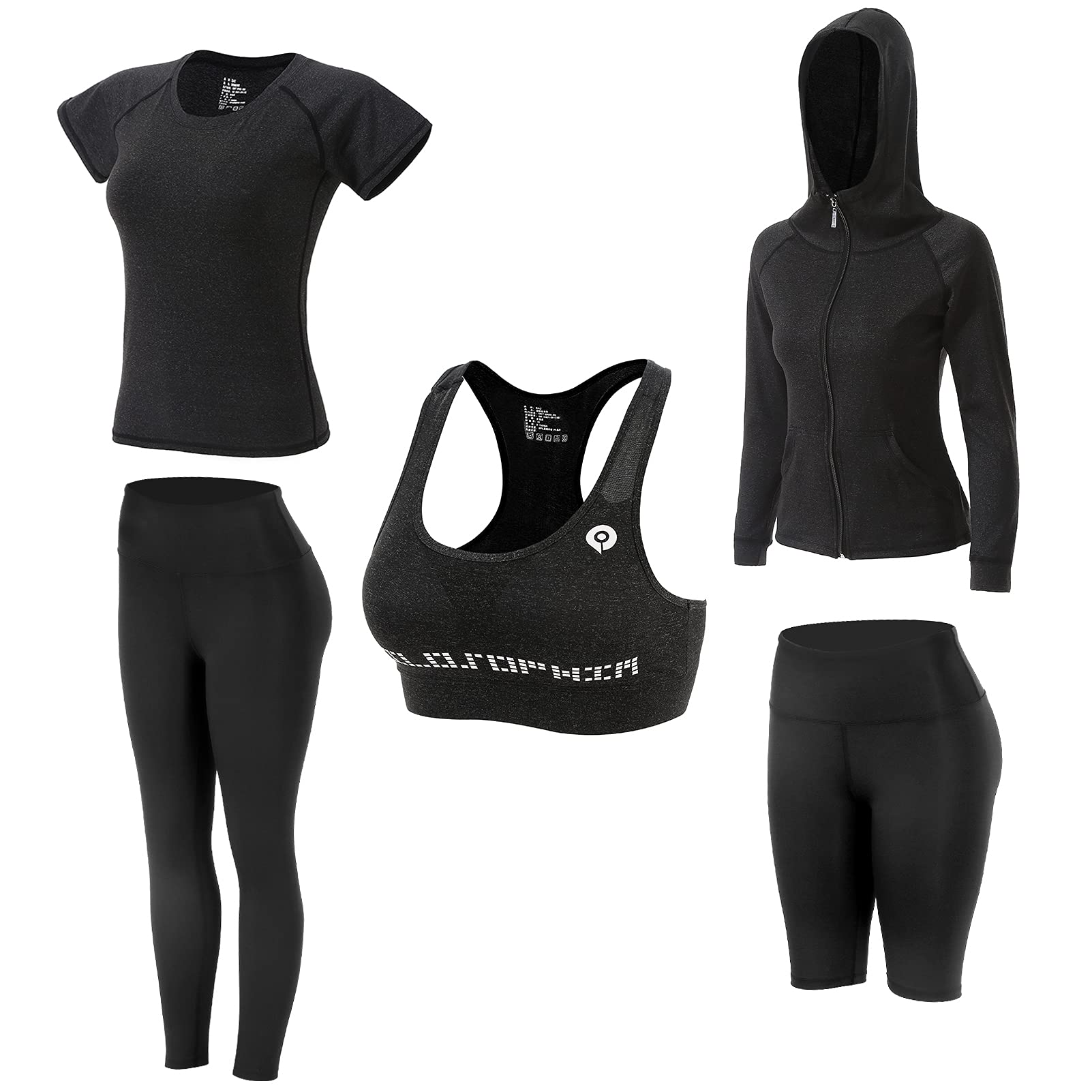 JULY'S SONG Yoga Clothes 5 Piece Sport Suits For Women Gym Running Quick Dry Sportswear For Ladies Sportswear Fitness Apparel