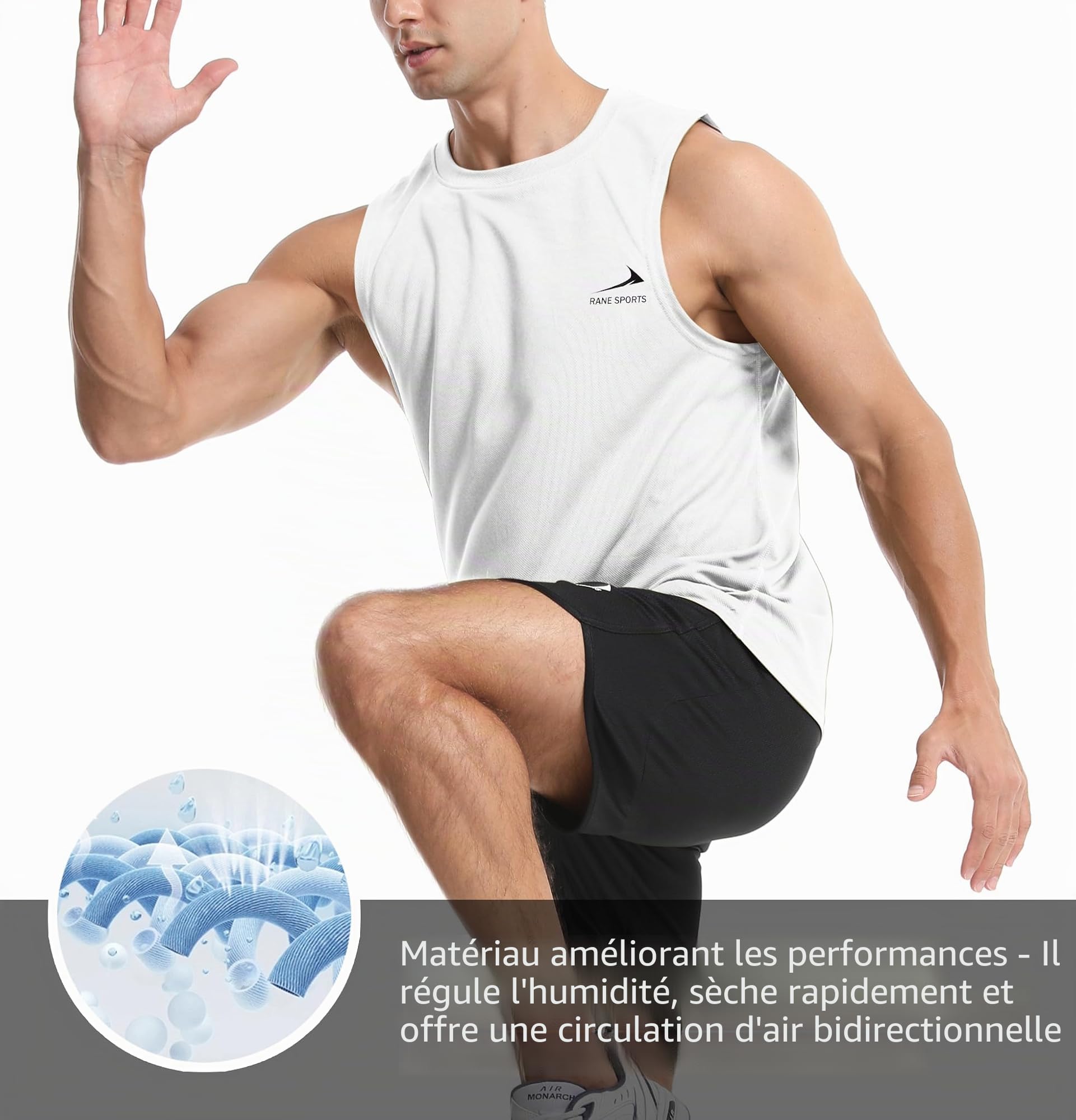 Men's Sleeveless Vest Running Gym Quick Dry Breathable Vest Sports T-Shirt