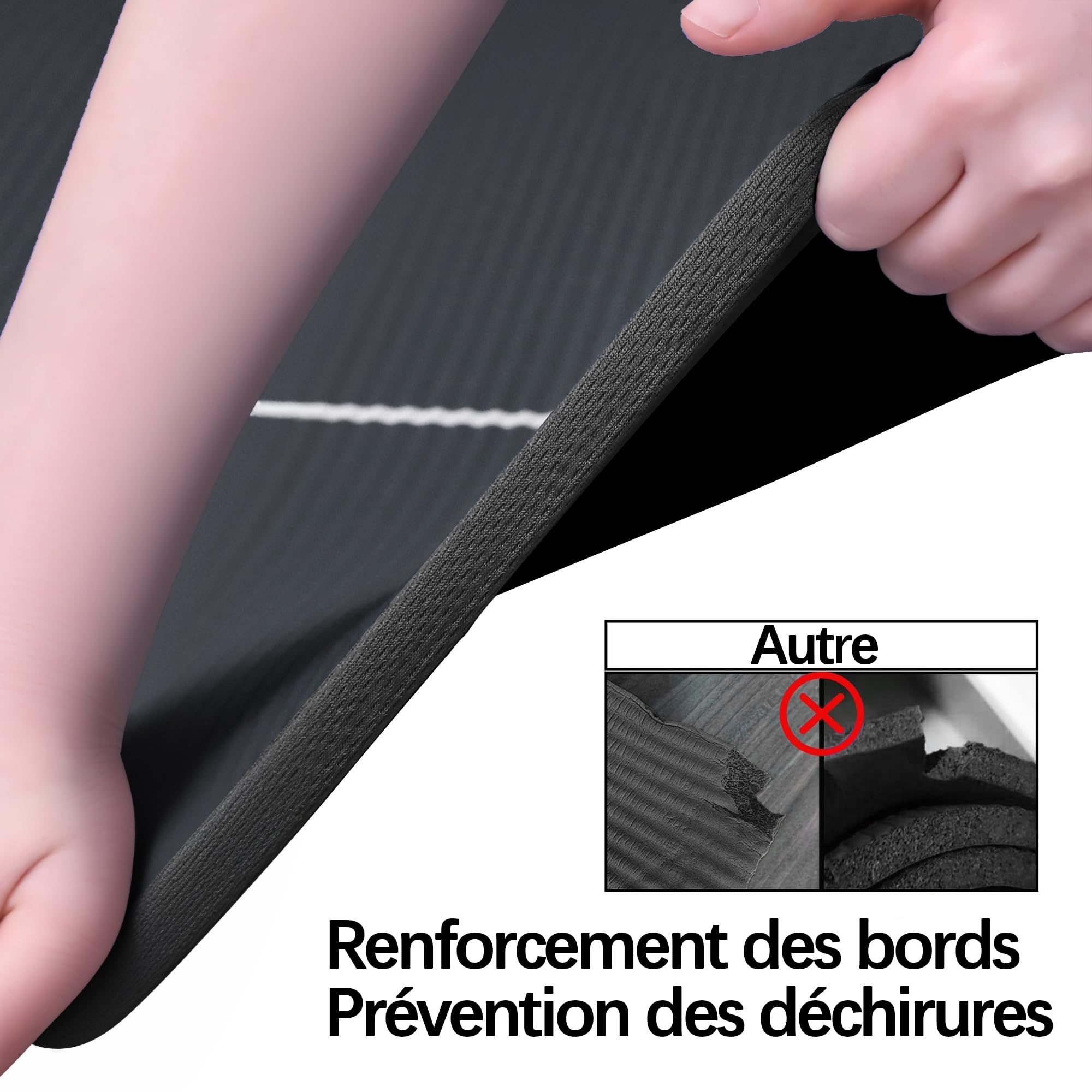 PROIRON Thick 10MM Exercise Mat, Non-Slip Yoga Pilates Gym Mat | Tear-Resistant Reinforced Edges, Flat, Good Elasticity, Camping Mat for Travel, NBR, 1860x660x10mm