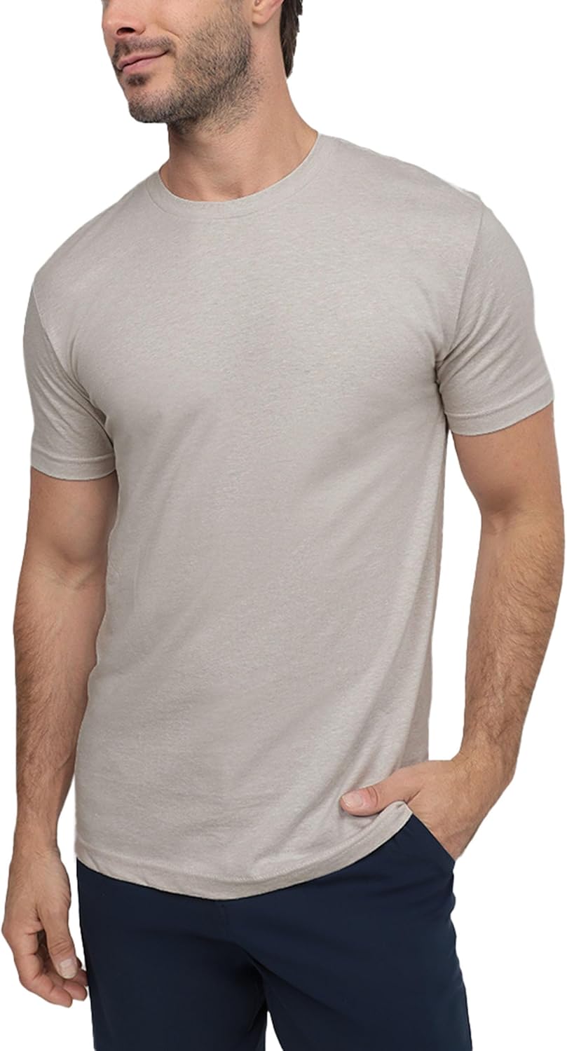 Mens T Shirts Soft Cotton Crew Neck Athletic Fit Casual Tees S-4XL | Soft cotton blend casual tee shirts with 4-way stretch - tag-free athletic fit for gym, work & casual everyday wear.