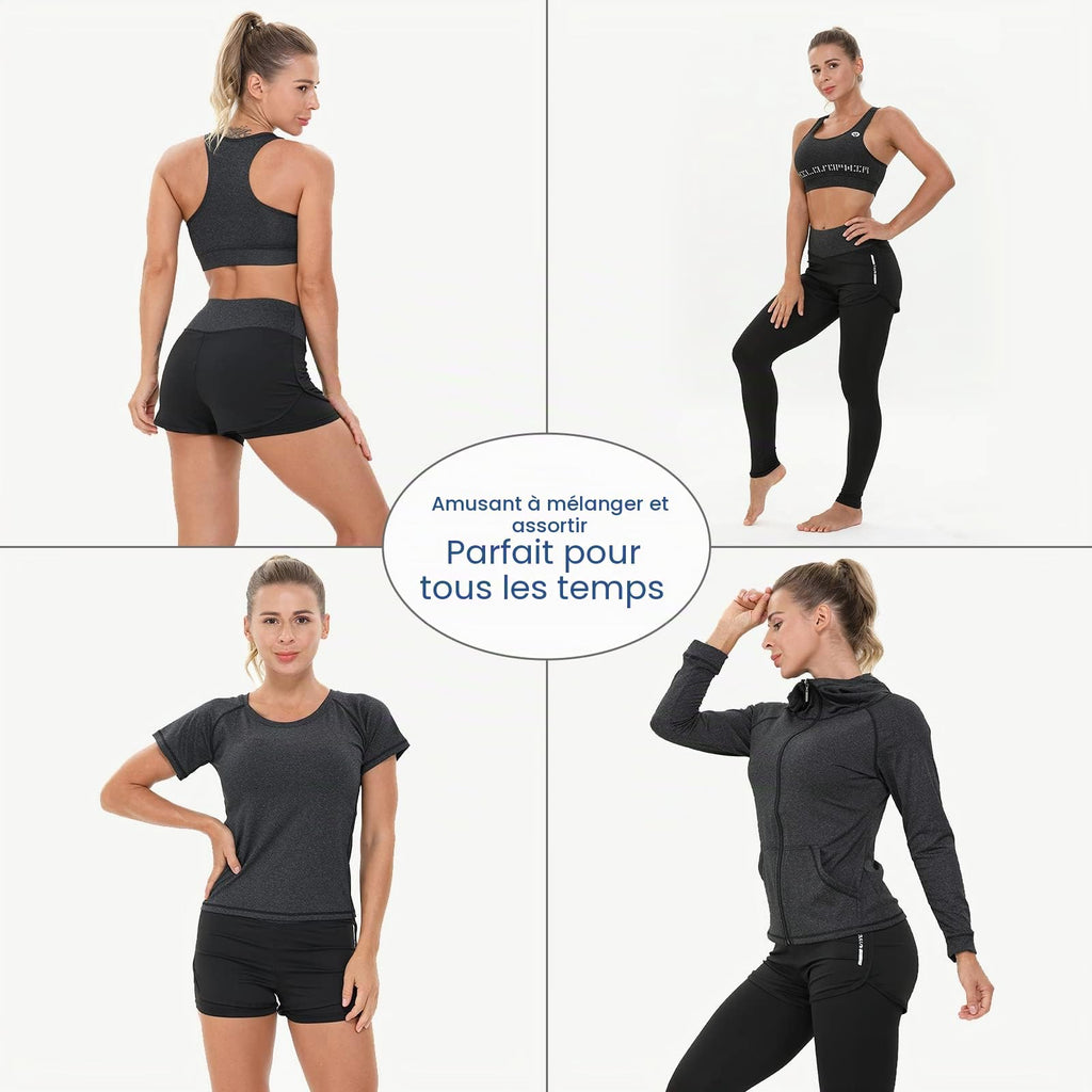 JULY'S SONG Yoga Clothes 5 Piece Sport Suits For Women Gym Running Quick Dry Sportswear For Ladies Sportswear Fitness Apparel