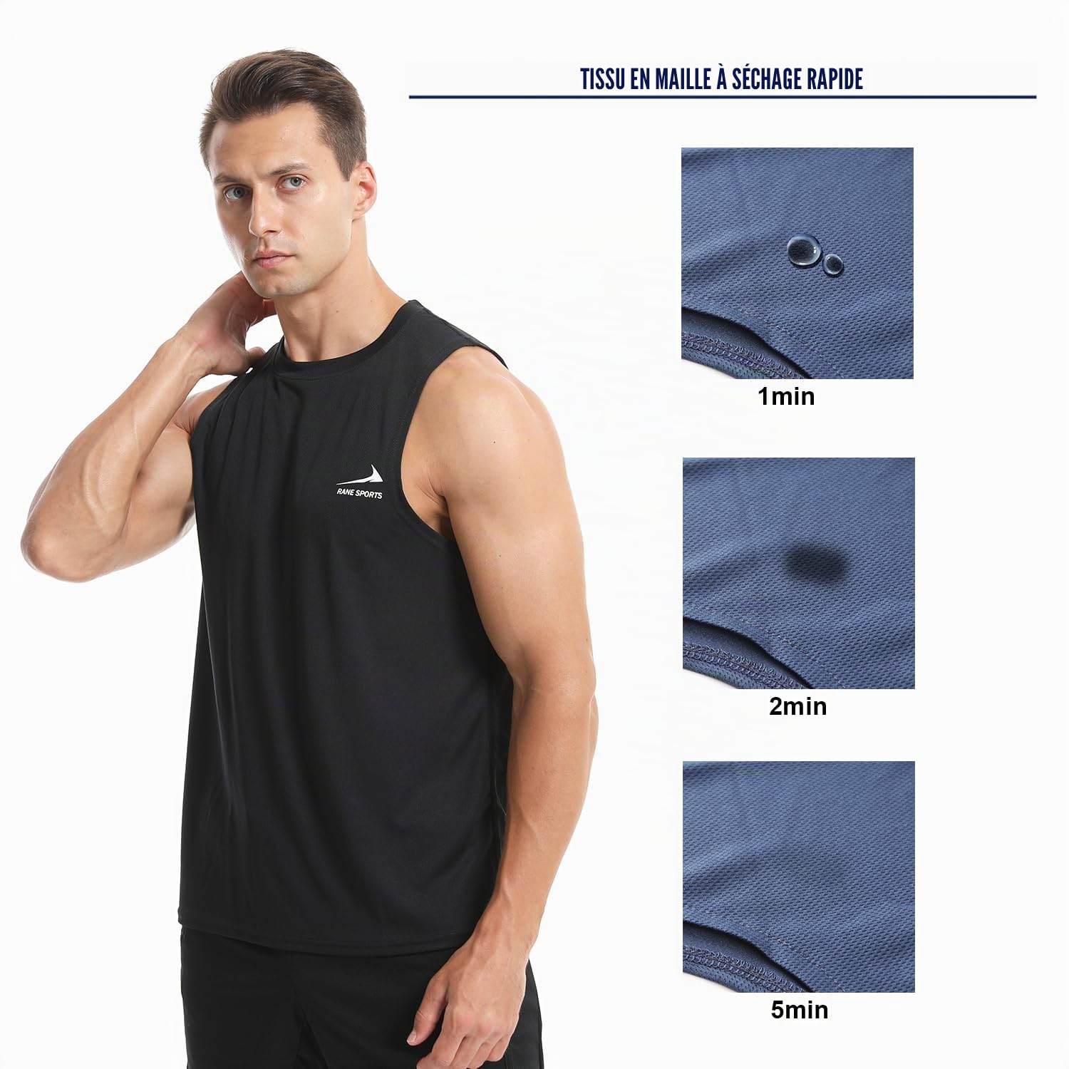 Men's Sleeveless Vest Running Gym Quick Dry Breathable Vest Sports T-Shirt