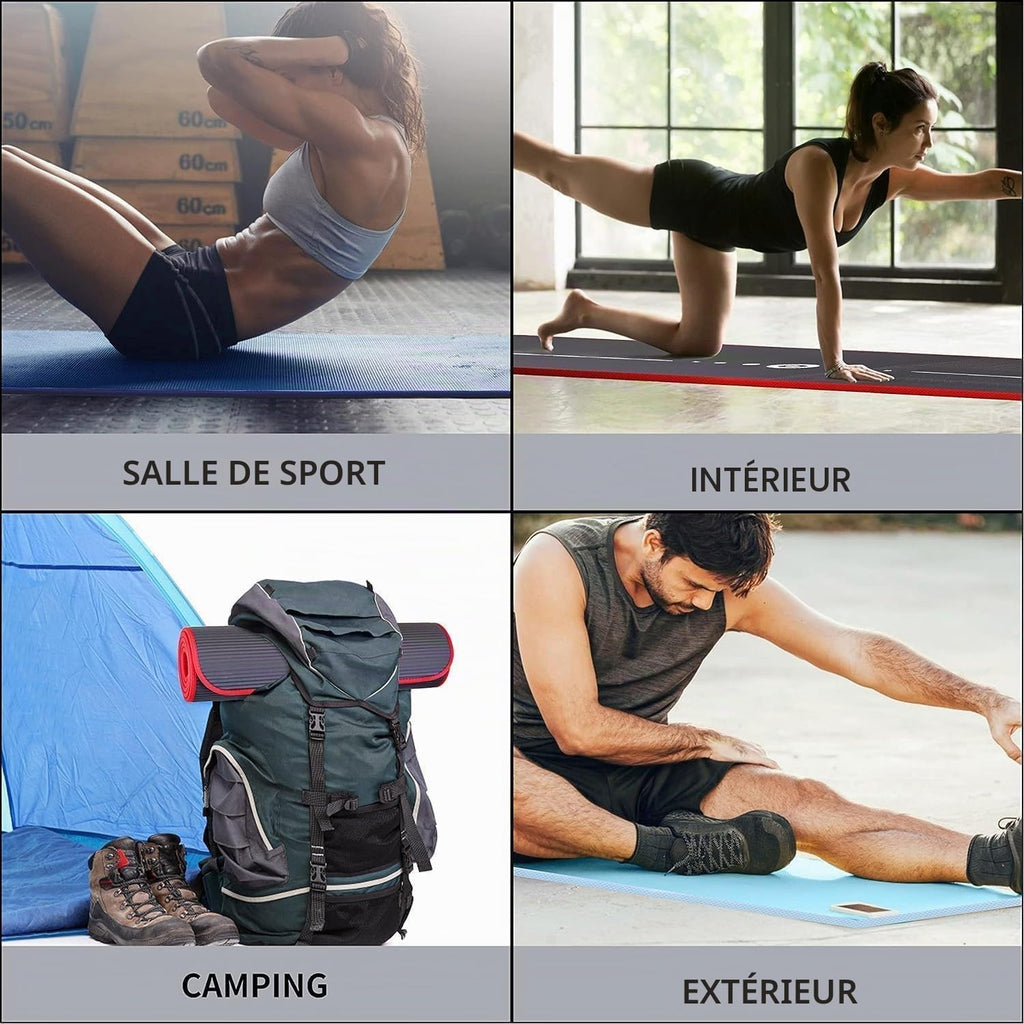 PROIRON Thick 10MM Exercise Mat, Non-Slip Yoga Pilates Gym Mat | Tear-Resistant Reinforced Edges, Flat, Good Elasticity, Camping Mat for Travel, NBR, 1860x660x10mm