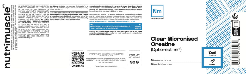 Nutrimuscle Créatine Monohydrate Creapure 120 Gélules | Prise Masse Musculaire & Force - Creatine 100% Pure - Sport et Musculation - Complément Idéal à la Whey Protéine - Gélules