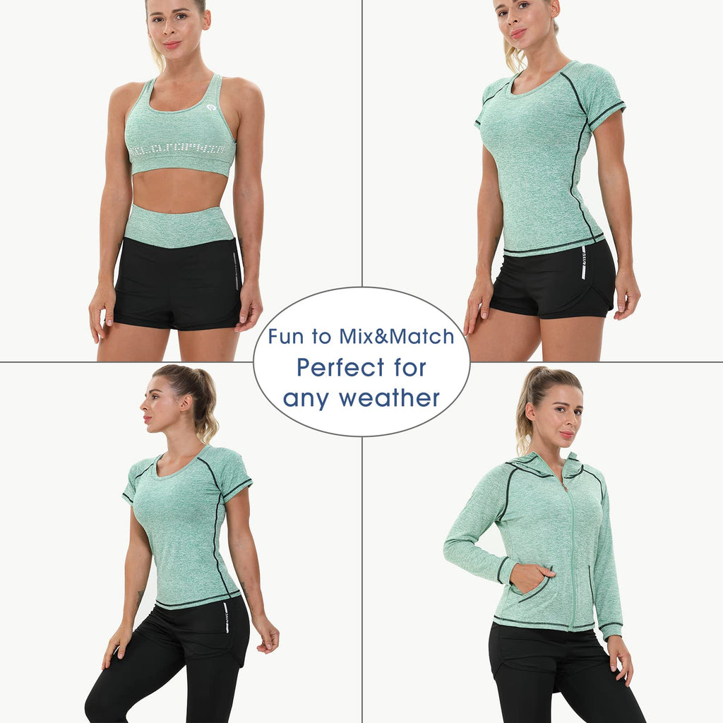 JULY'S SONG Yoga Clothes 5 Piece Sport Suits For Women Gym Running Quick Dry Sportswear For Ladies Sportswear Fitness Apparel