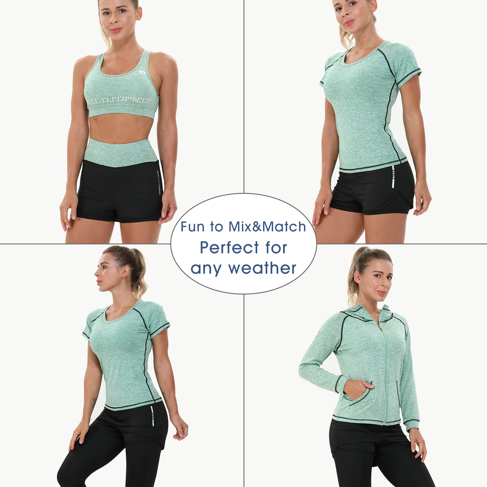 JULY'S SONG Yoga Clothes 5 Piece Sport Suits For Women Gym Running Quick Dry Sportswear For Ladies Sportswear Fitness Apparel