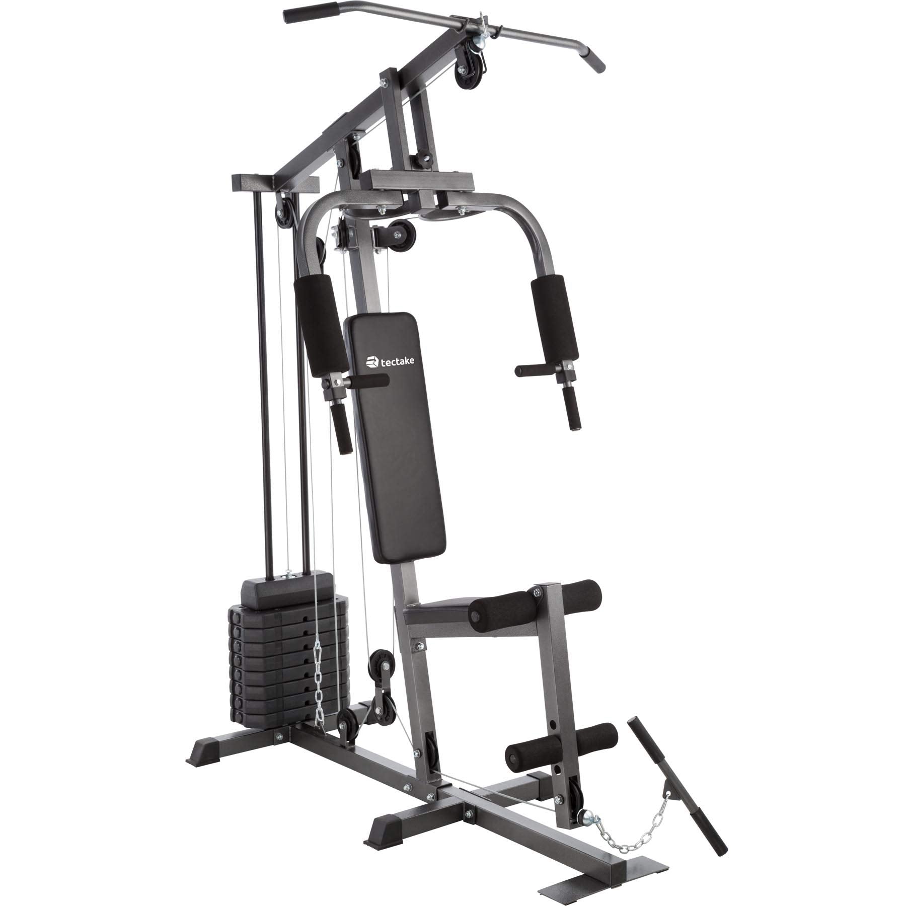 tectake® Strength Training Station, Power Cage, Pull-Up Bar, Home Trainer, Butterfly Module, Leg Extension Device, Strength Training Equipment, Barbell, Home Sports, Fitness
