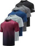 5 Pack Men’s Active Quick Dry Crew Neck T Shirts | Athletic Running Gym Workout Short Sleeve Tee Tops Bulk