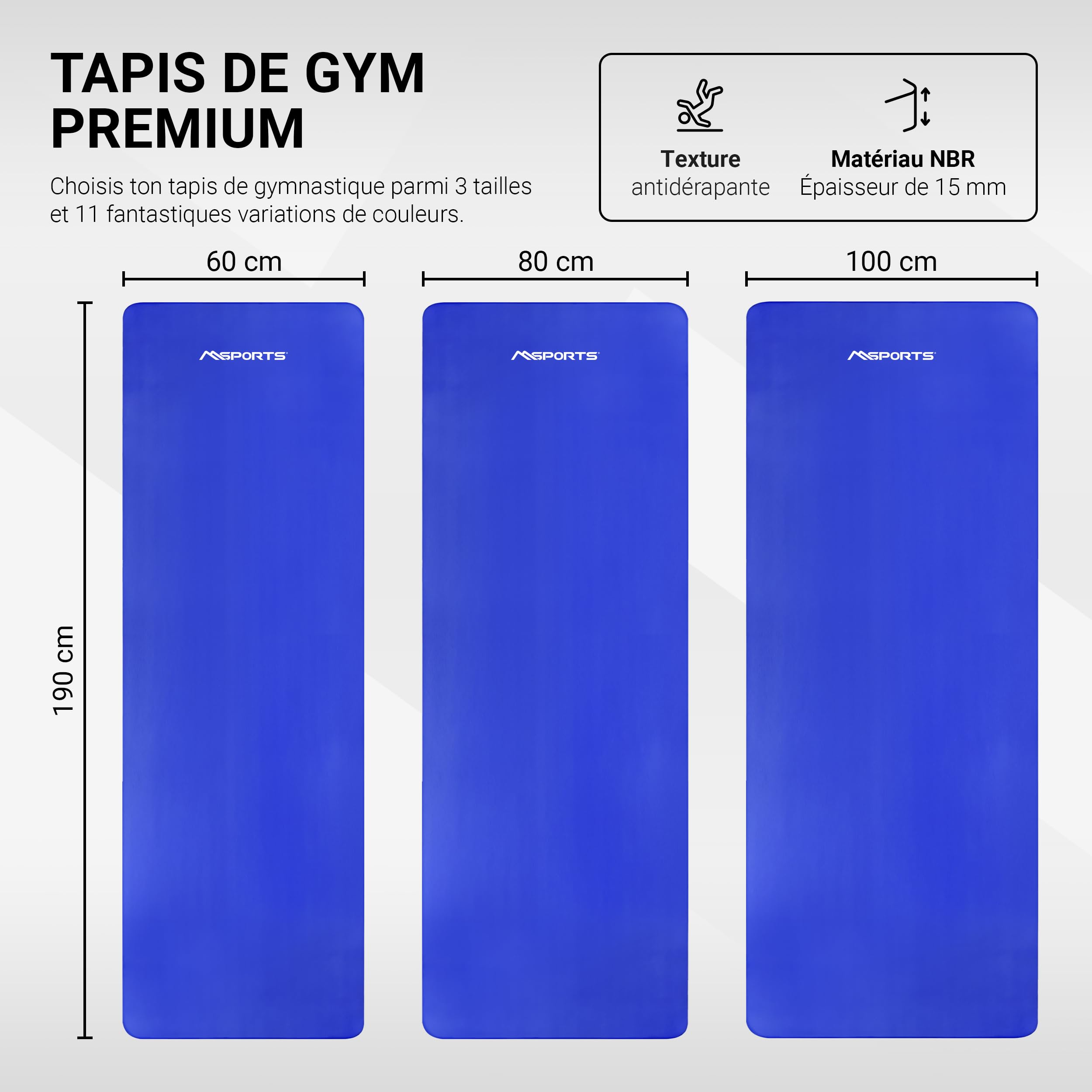 MSPORTS Premium Gymnastics Mat – Non-Slip Floor Mat for Fitness, Yoga & Strength Training – Available in 4 Sizes and 12 Colors Thick Yoga Mat
