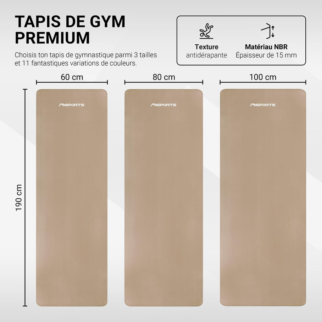 MSPORTS Premium Gymnastics Mat – Non-Slip Floor Mat for Fitness, Yoga & Strength Training – Available in 4 Sizes and 12 Colors Thick Yoga Mat