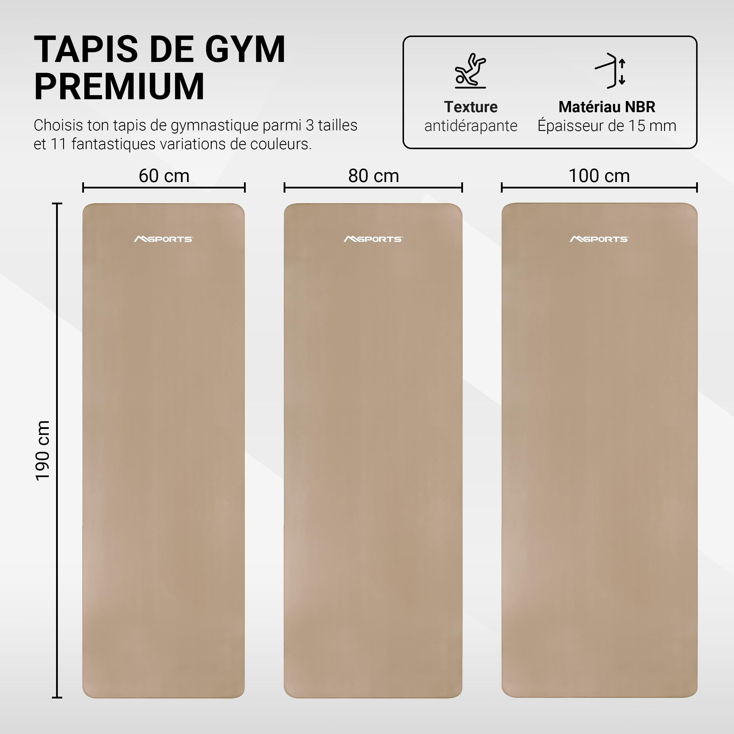 MSPORTS Premium Gymnastics Mat – Non-Slip Floor Mat for Fitness, Yoga & Strength Training – Available in 4 Sizes and 12 Colors Thick Yoga Mat