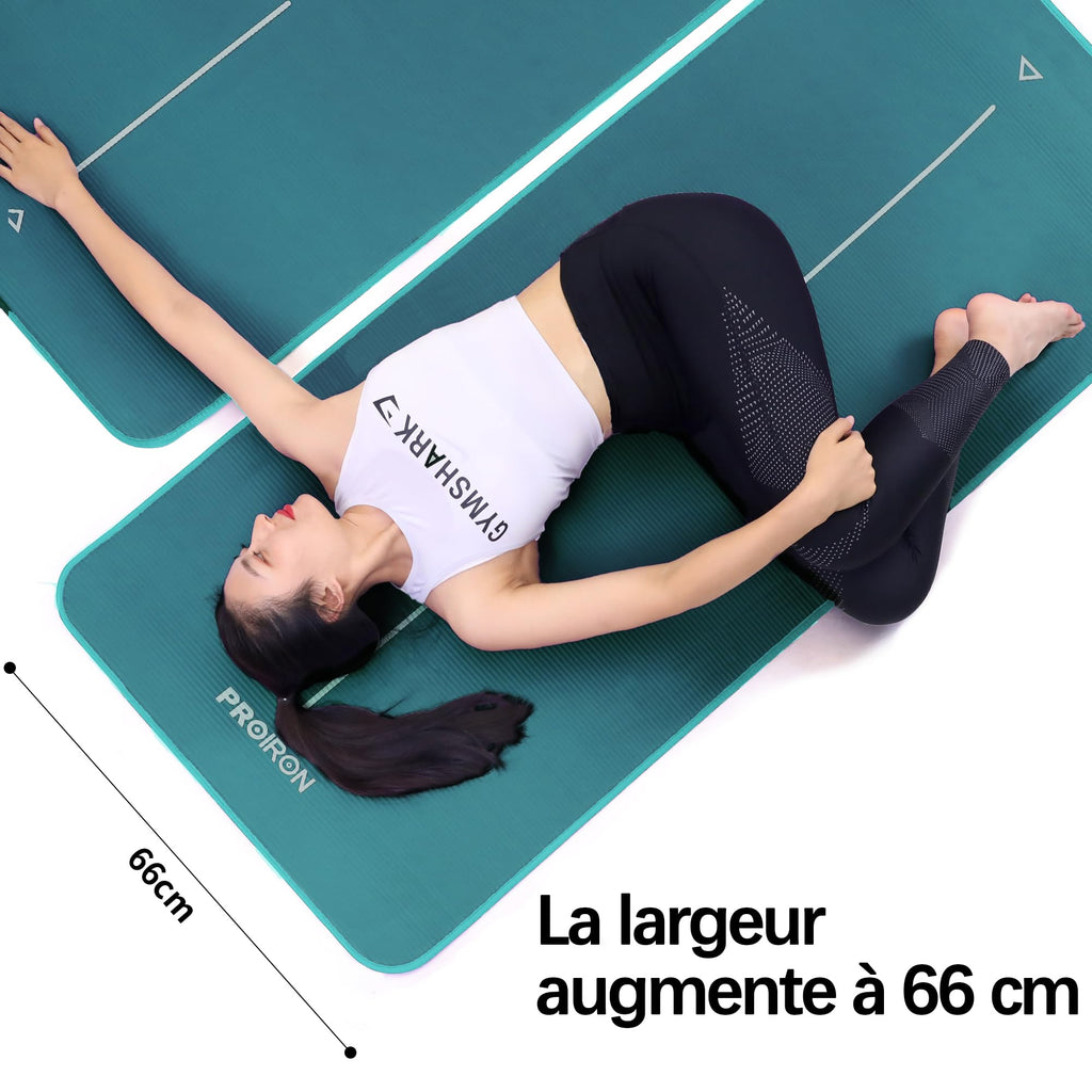 PROIRON Thick 10MM Exercise Mat, Non-Slip Yoga Pilates Gym Mat | Tear-Resistant Reinforced Edges, Flat, Good Elasticity, Camping Mat for Travel, NBR, 1860x660x10mm