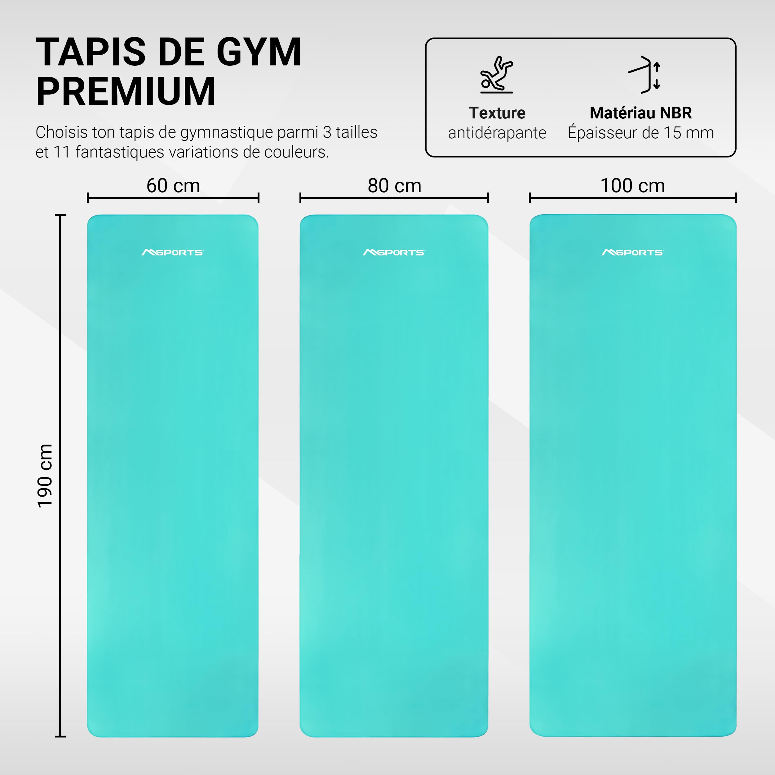 MSPORTS Premium Gymnastics Mat – Non-Slip Floor Mat for Fitness, Yoga & Strength Training – Available in 4 Sizes and 12 Colors Thick Yoga Mat