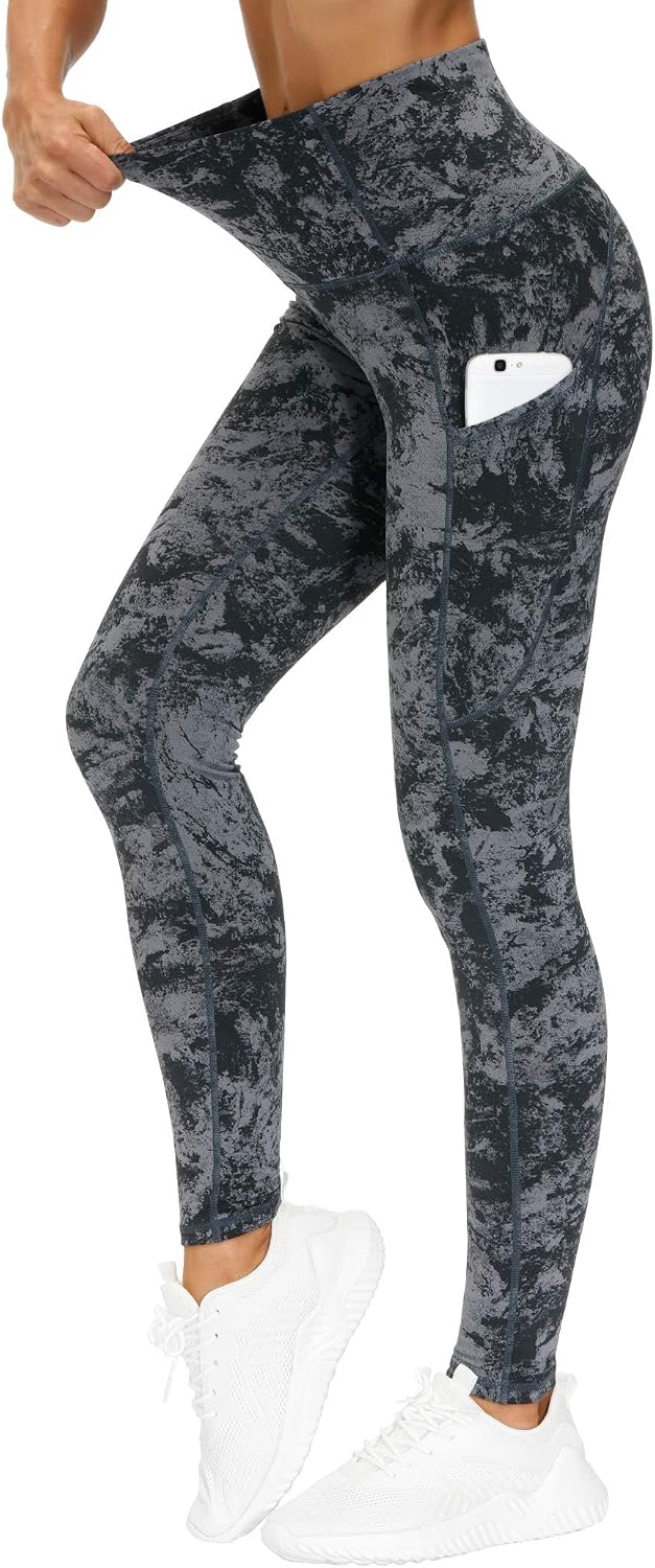 THE GYM PEOPLE Women's Thick High Waist Yoga Pants Workout Leggings | Tummy Control, Deep Side Pockets, Squat-proof, hidden waistband pocket, Flatlock Seams, Running, Yoga, Workout, Athletic