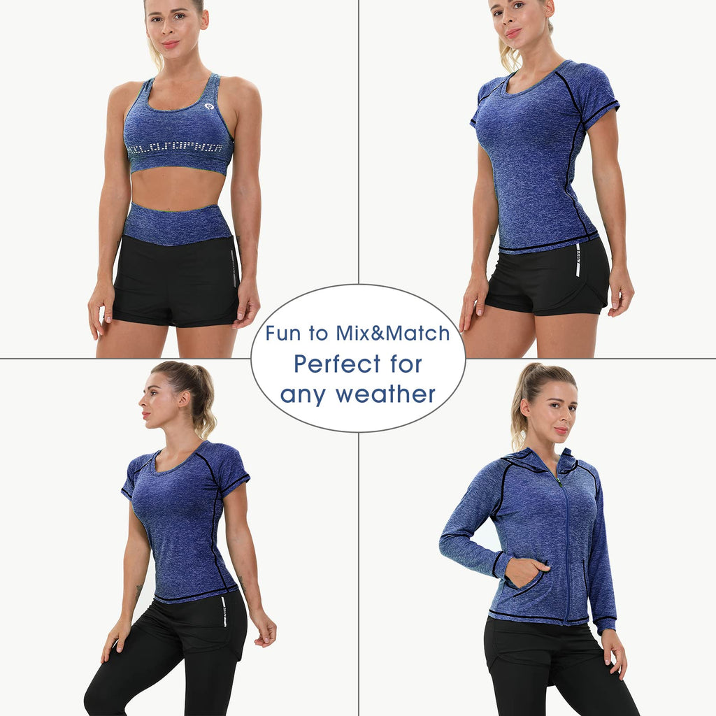 JULY'S SONG Yoga Clothes 5 Piece Sport Suits For Women Gym Running Quick Dry Sportswear For Ladies Sportswear Fitness Apparel