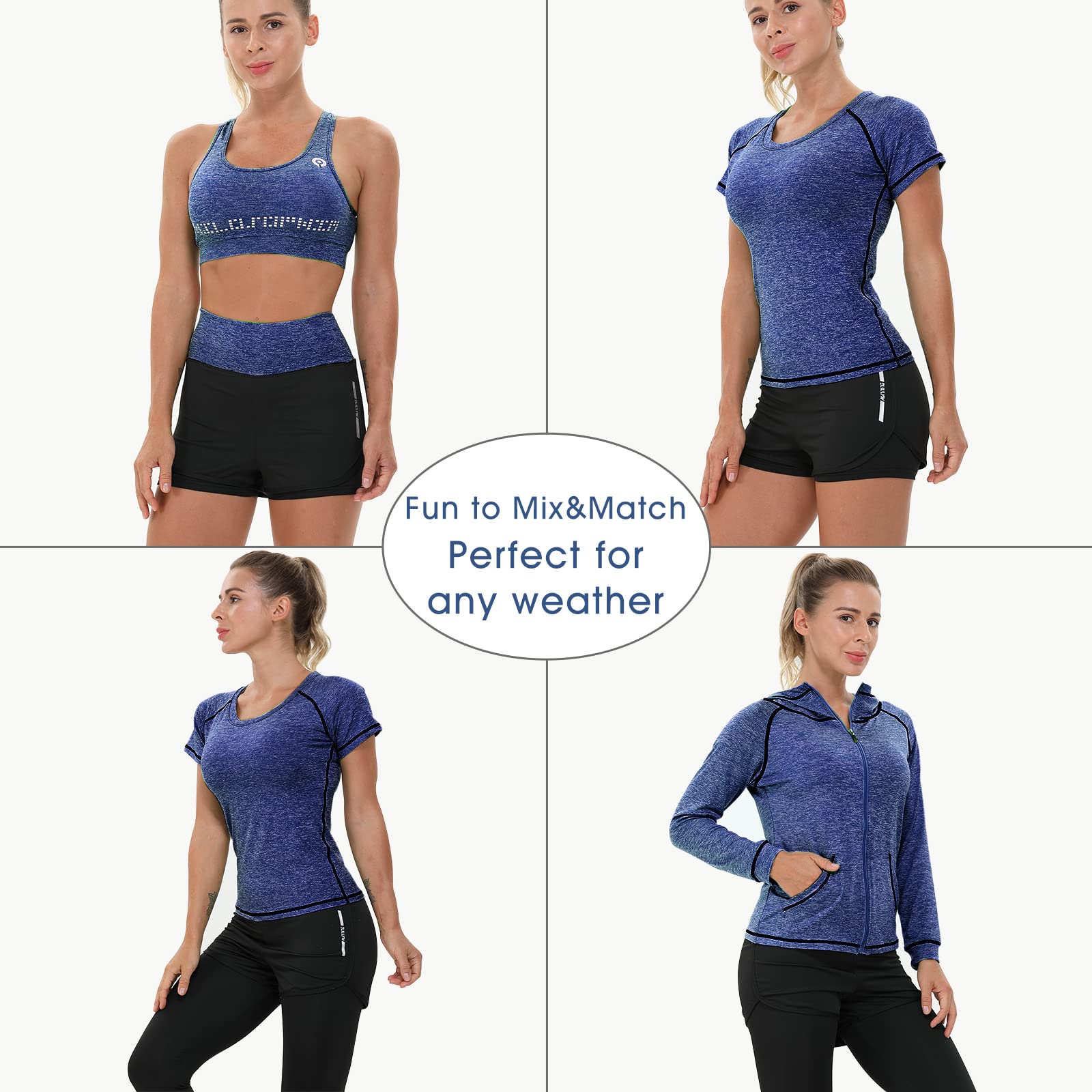 JULY'S SONG Yoga Clothes 5 Piece Sport Suits For Women Gym Running Quick Dry Sportswear For Ladies Sportswear Fitness Apparel