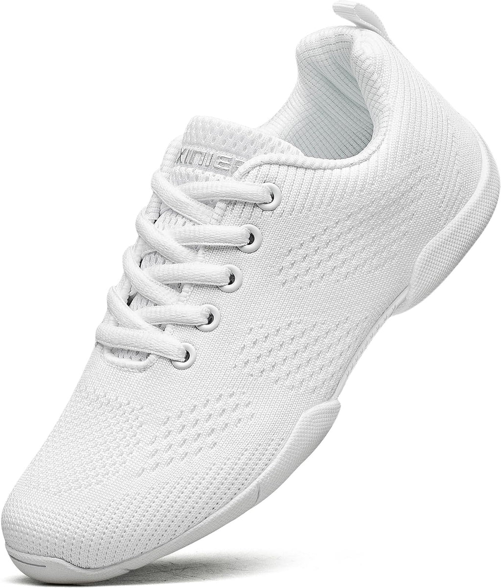BAXINIER Girls White Cheerleading Shoes | Breathable Youth Cheer Competition Sneakers Athletic Training Dance Tennis Walking Shoes