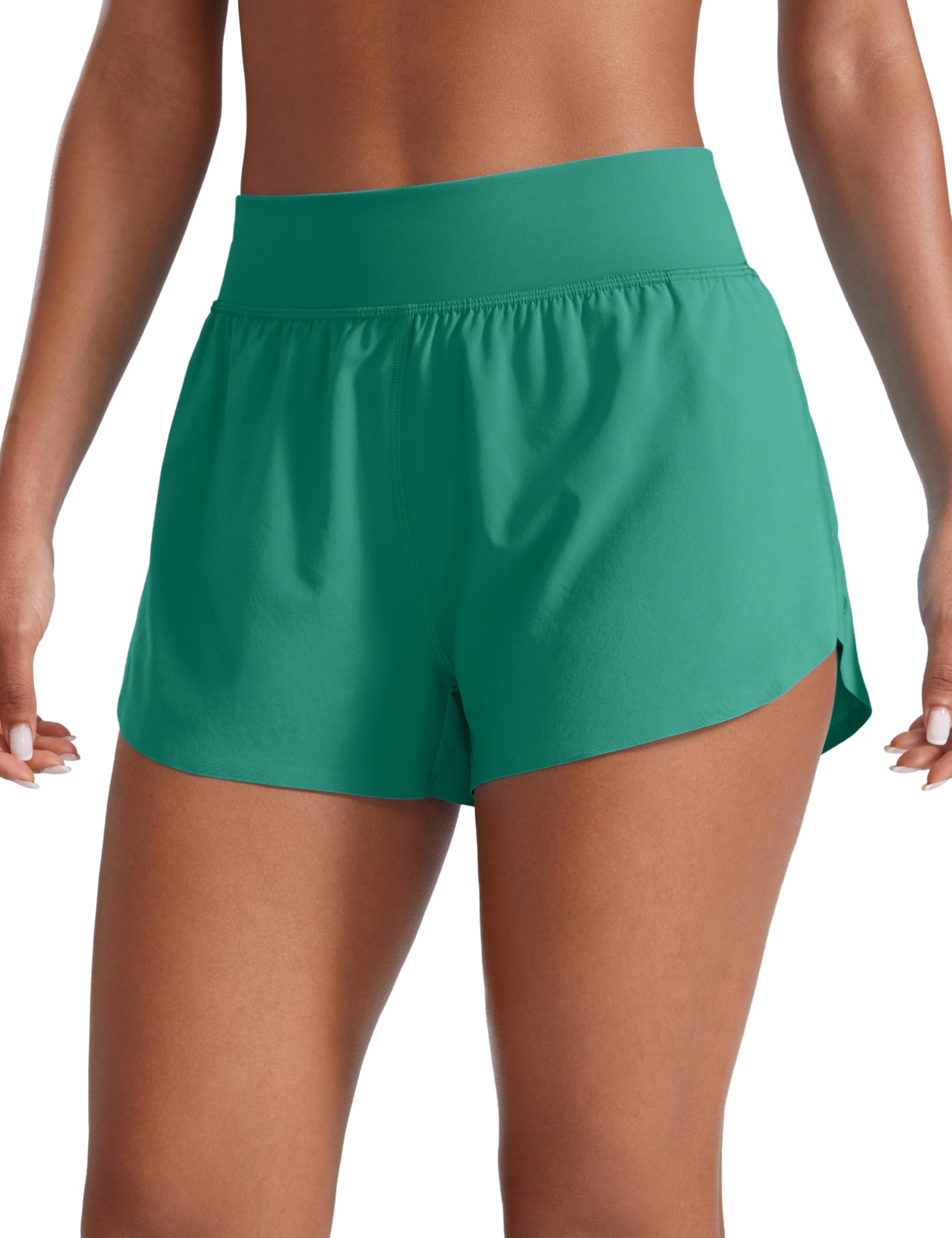 CRZ YOGA High Waisted Split Running Shorts 3" | Mesh Liner, Quick Dry, Lightweight, for Women