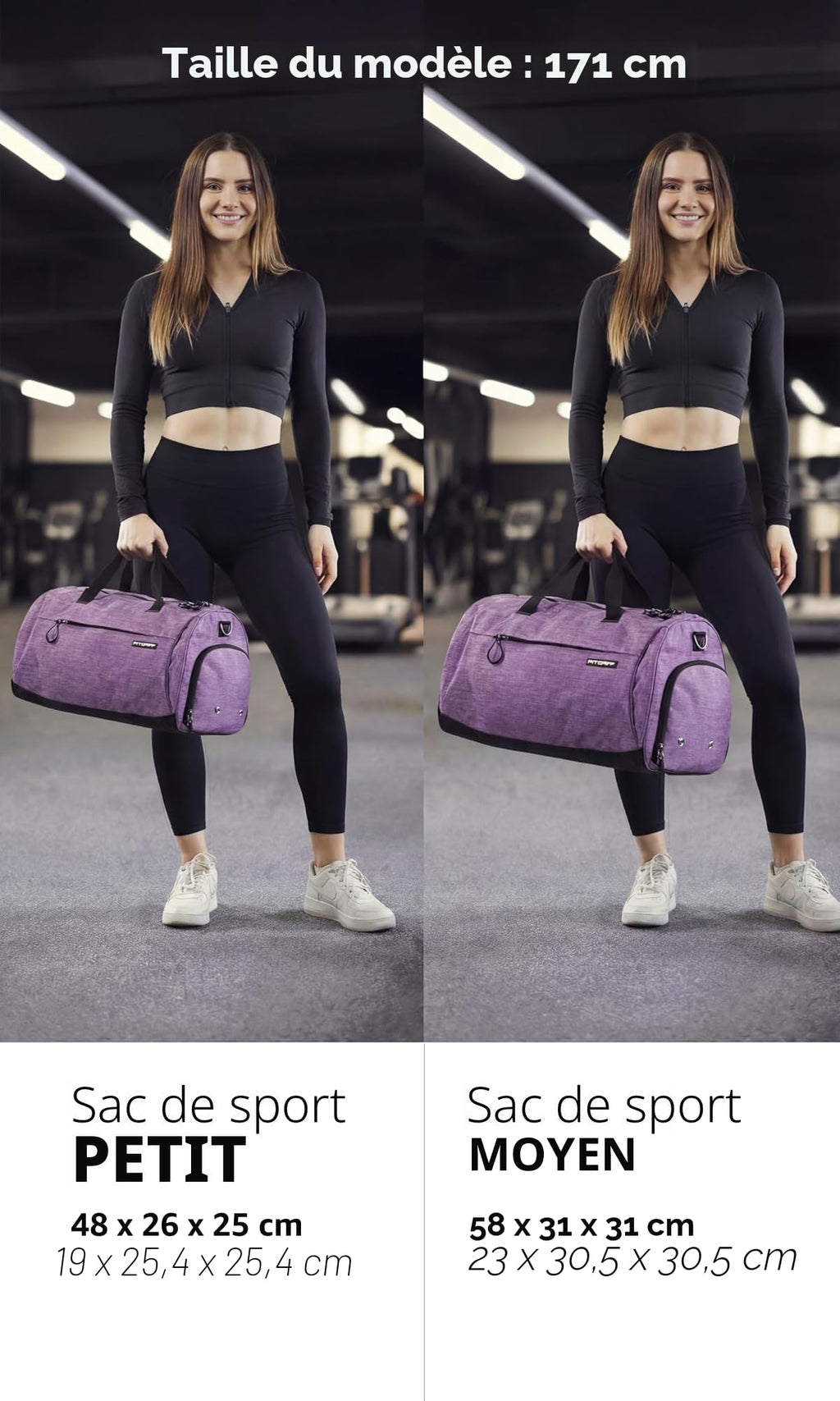 Fitgriff® Sac de Sport Homme & Femme V1 - Sacs de Voyage avec Compartiments Chaussures et Humide, pour Gym, Fitness, Weekend - Duffel Bag