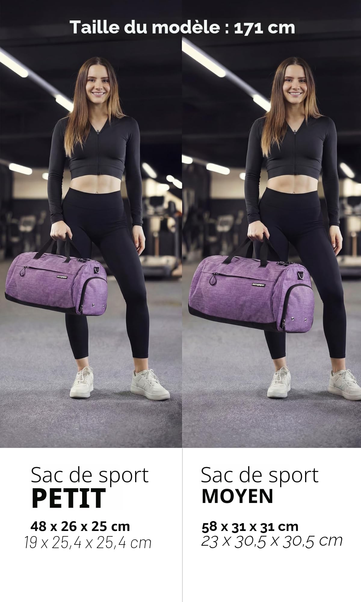 Fitgriff® Sac de Sport Homme & Femme V1 - Sacs de Voyage avec Compartiments Chaussures et Humide, pour Gym, Fitness, Weekend - Duffel Bag