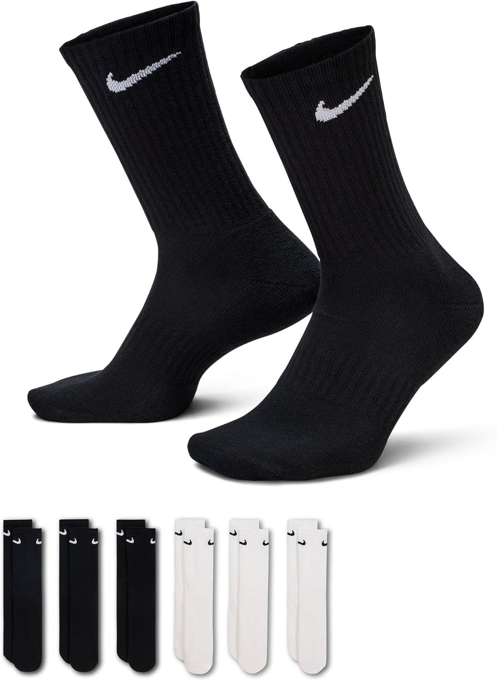 Nike Unisex Adult Everyday Cushioned Training Crew Socks (6-Pack) | Mens and Womens
