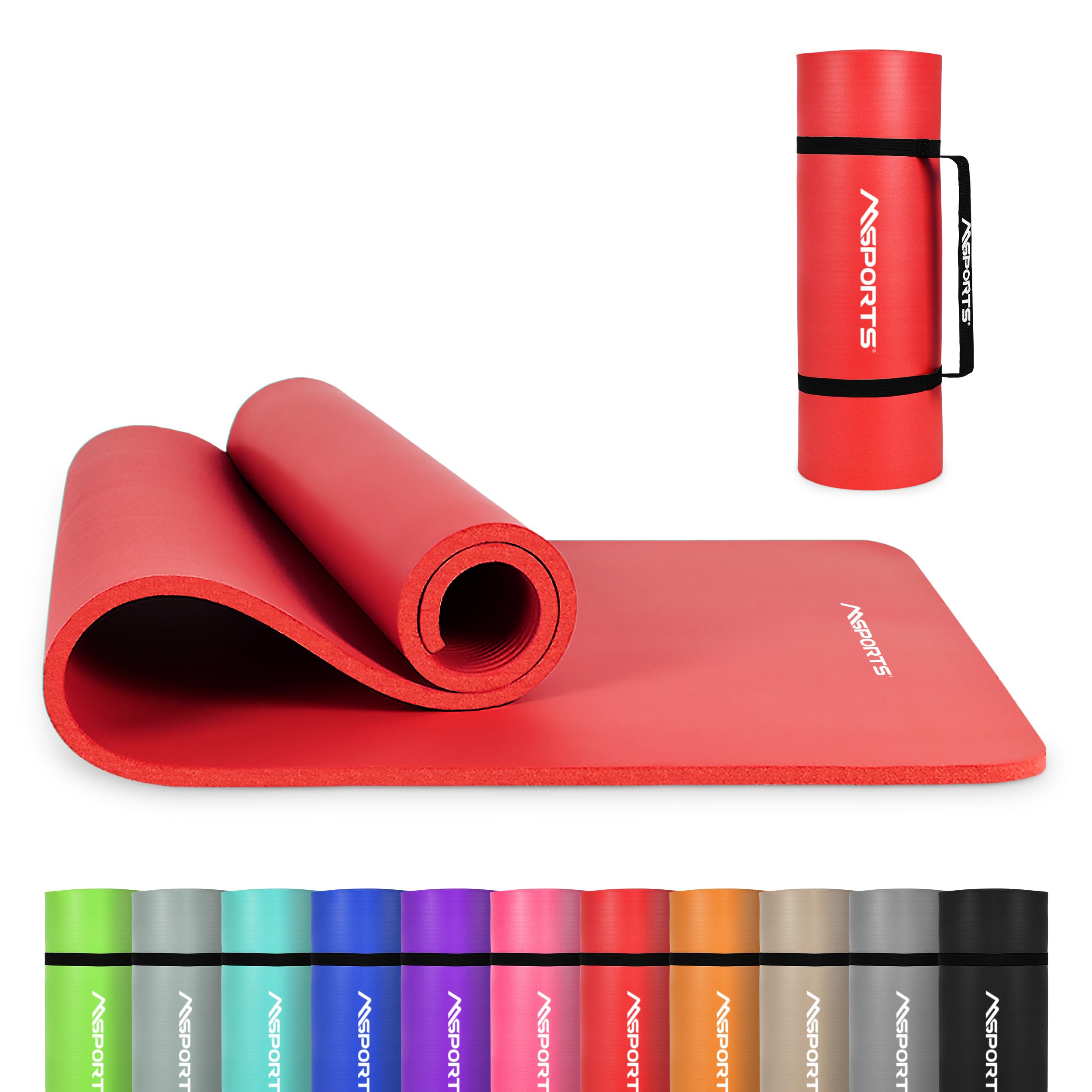 MSPORTS Premium Gymnastics Mat – Non-Slip Floor Mat for Fitness, Yoga & Strength Training – Available in 4 Sizes and 12 Colors Thick Yoga Mat