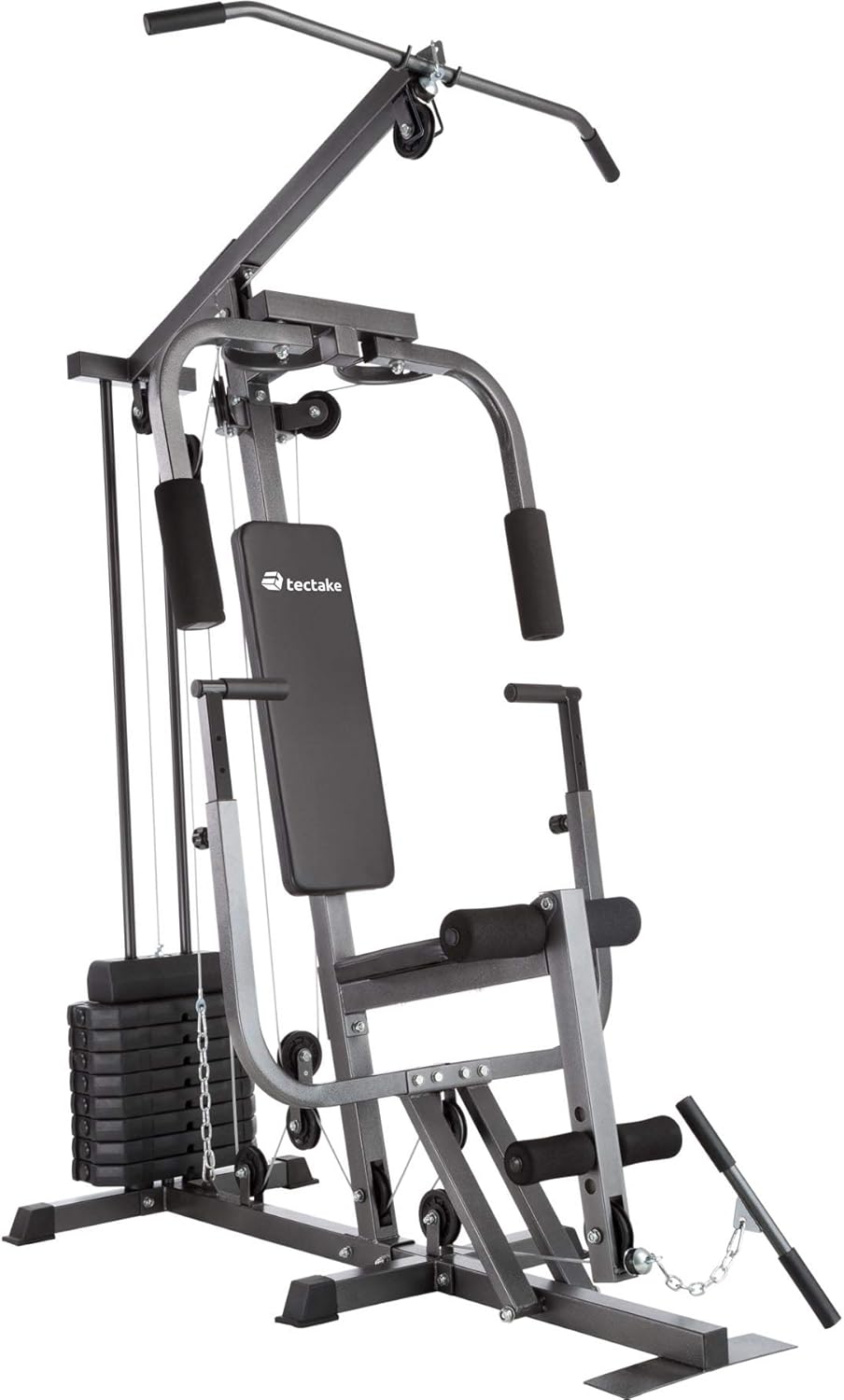 tectake® Strength Training Station, Power Cage, Pull-Up Bar, Home Trainer, Butterfly Module, Leg Extension Device, Strength Training Equipment, Barbell, Home Sports, Fitness