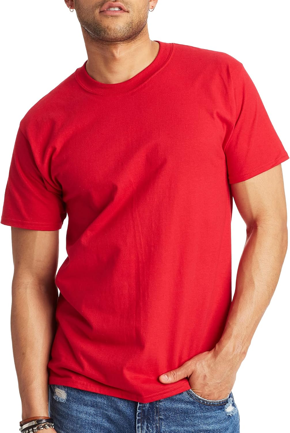 Hanes Men's Beefy-T T-Shirt, Heavyweight Cotton T-Shirts for Men, 1 or 2 Pack, Men's Tees (Tall
