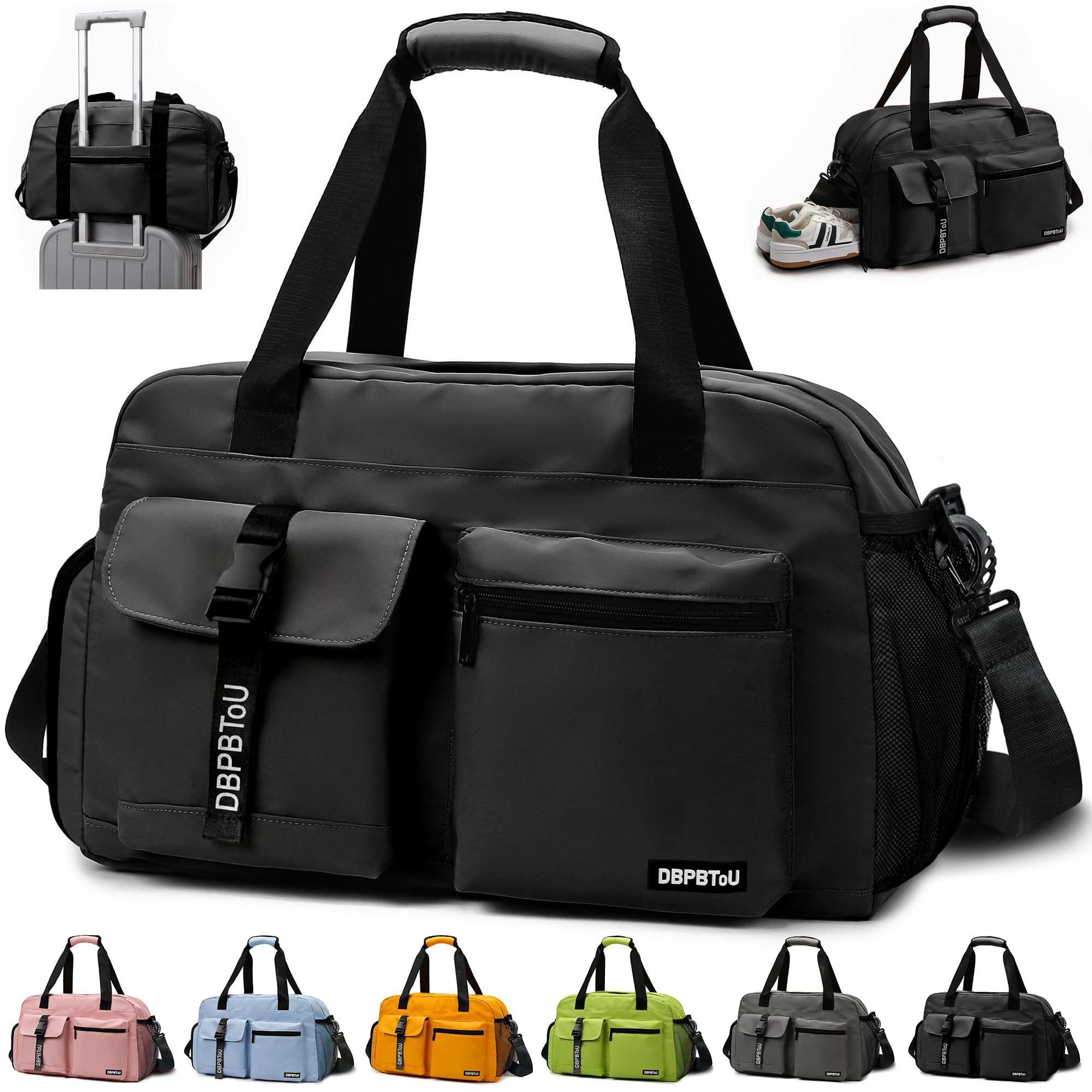 Sac de Sport Femme Homme (Jaune) | Sac Sport avec Compartiment à Chaussures de Ventilation, Sac de Voyage Femme Imperméable avec Compartiment Humide