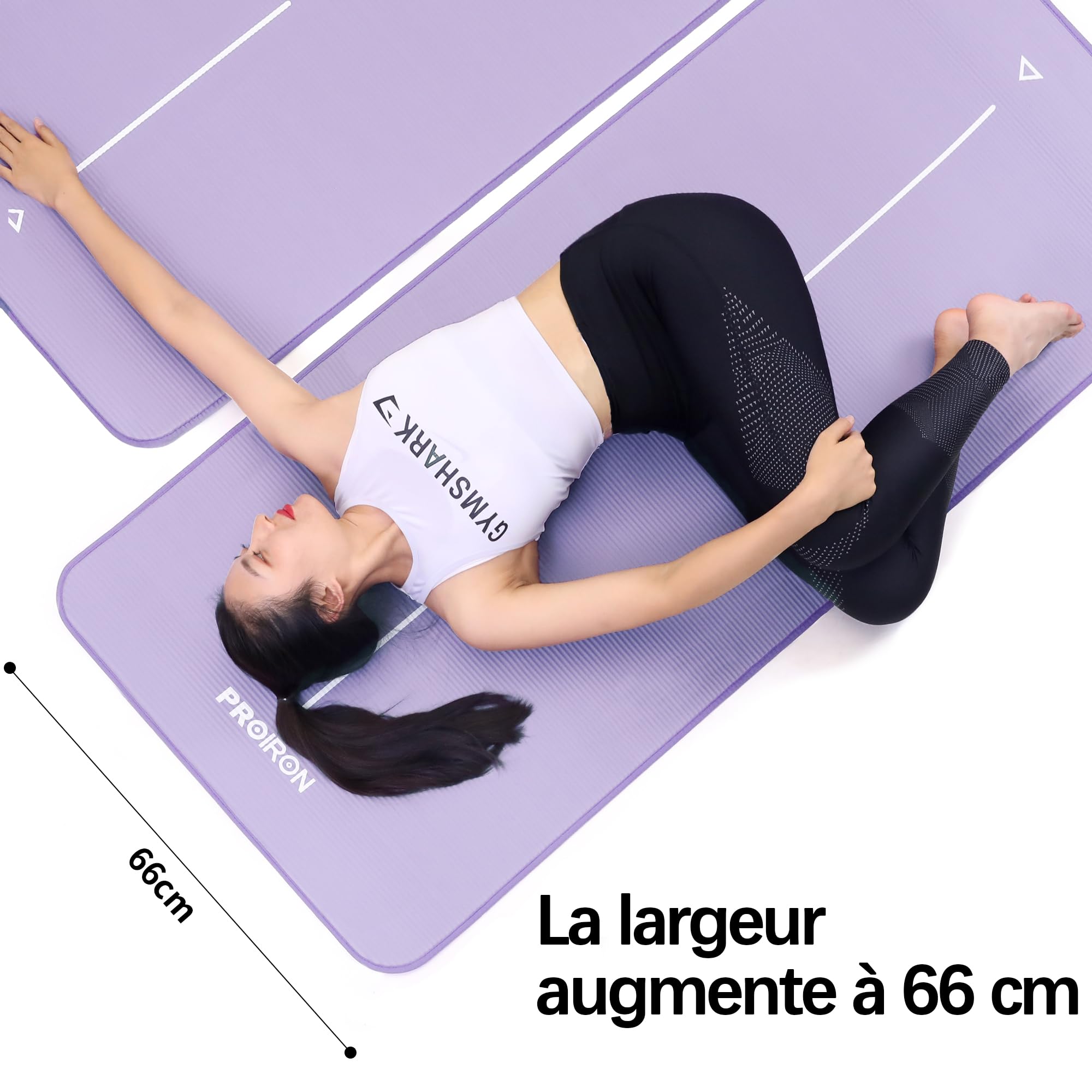 PROIRON Thick 10MM Exercise Mat, Non-Slip Yoga Pilates Gym Mat | Tear-Resistant Reinforced Edges, Flat, Good Elasticity, Camping Mat for Travel, NBR, 1860x660x10mm