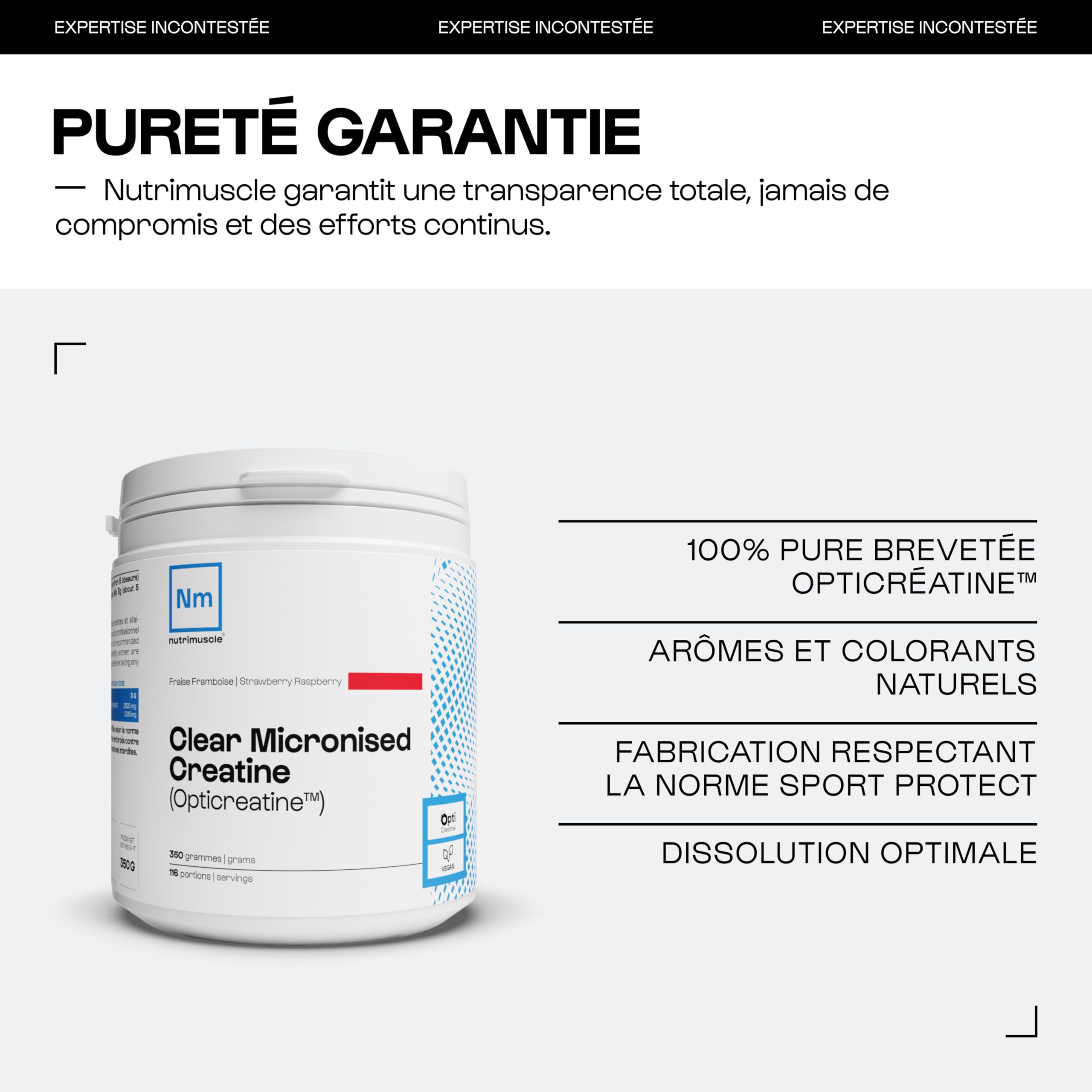 Nutrimuscle Créatine Monohydrate Creapure 120 Gélules | Prise Masse Musculaire & Force - Creatine 100% Pure - Sport et Musculation - Complément Idéal à la Whey Protéine - Gélules