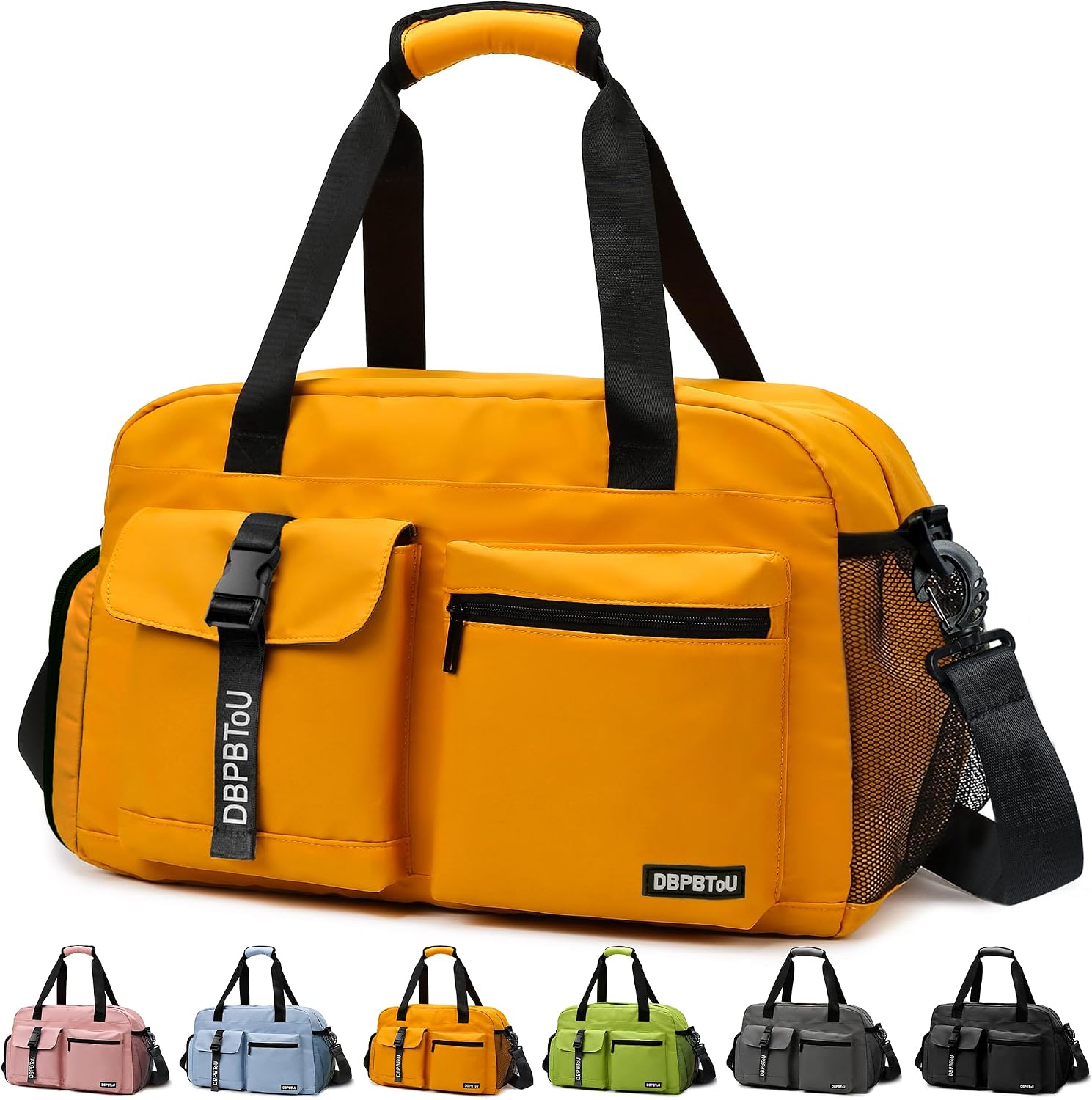 Sac de Sport Femme Homme (Jaune) | Sac Sport avec Compartiment à Chaussures de Ventilation, Sac de Voyage Femme Imperméable avec Compartiment Humide