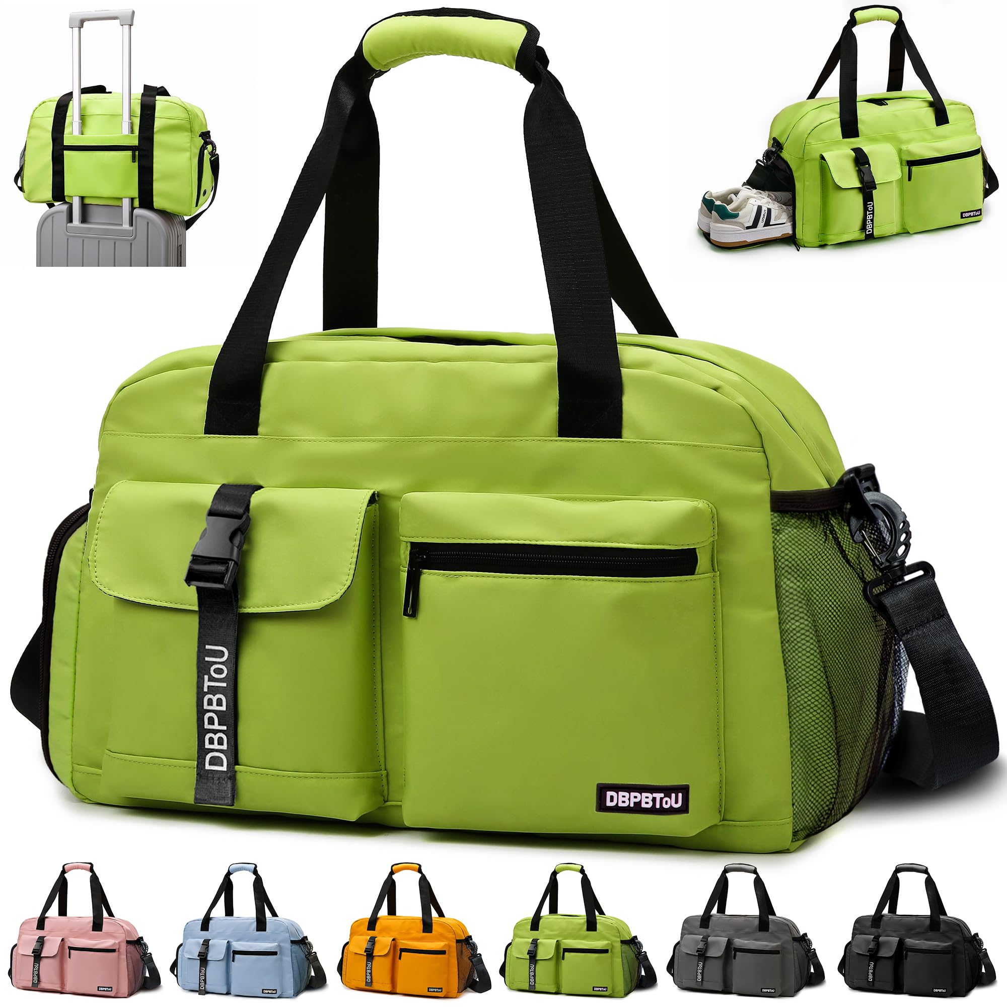 Sac de Sport Femme Homme (Jaune) | Sac Sport avec Compartiment à Chaussures de Ventilation, Sac de Voyage Femme Imperméable avec Compartiment Humide