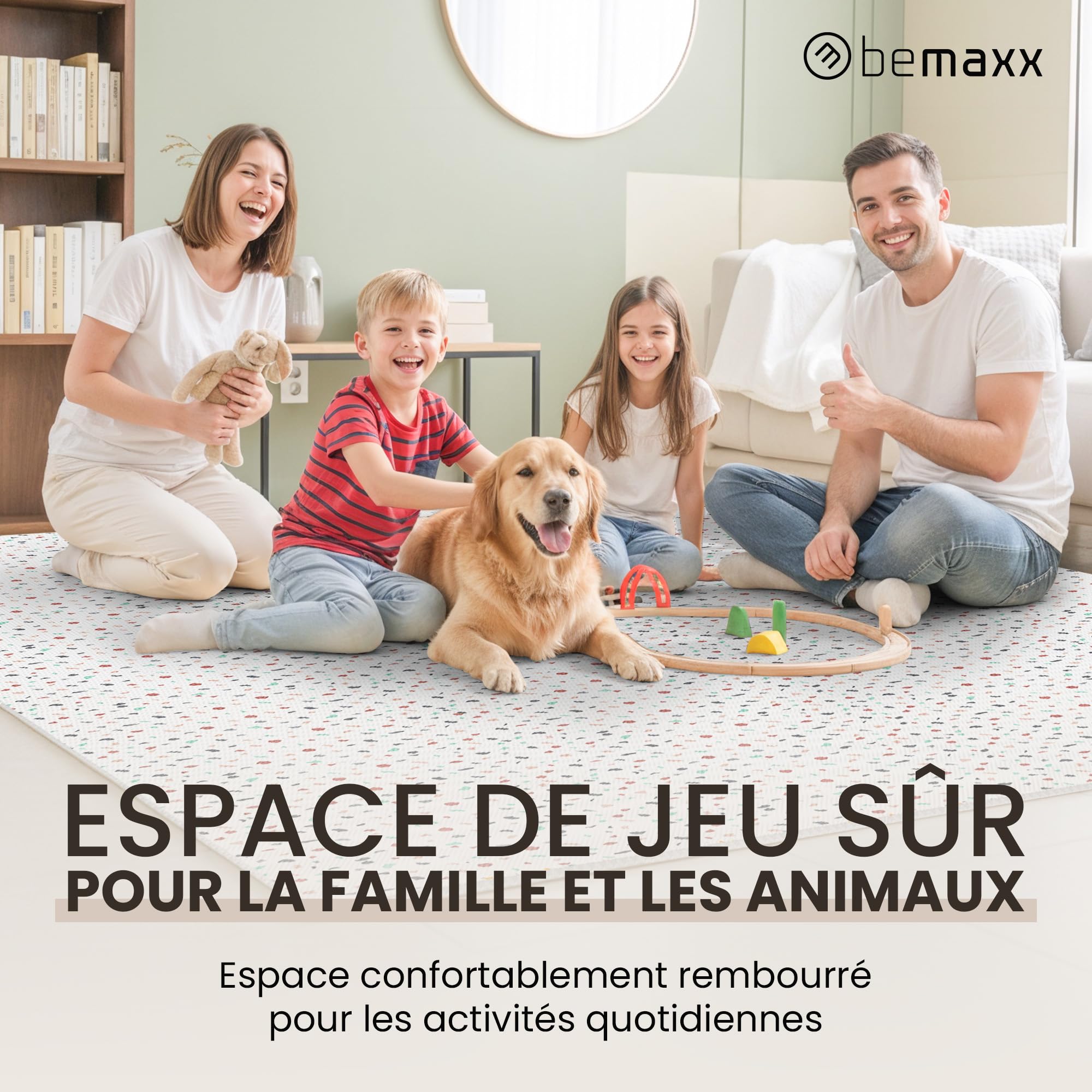 bemaxx Tapis de Fitness Protection de Sol Salle de Sport - Dalles en Mousse | EVA Caoutchouc sans BPA Matelas Puzzle Yoga Pilates Tatami pour Matériel Gym Banc de Musculation Garage Piscine Isolation