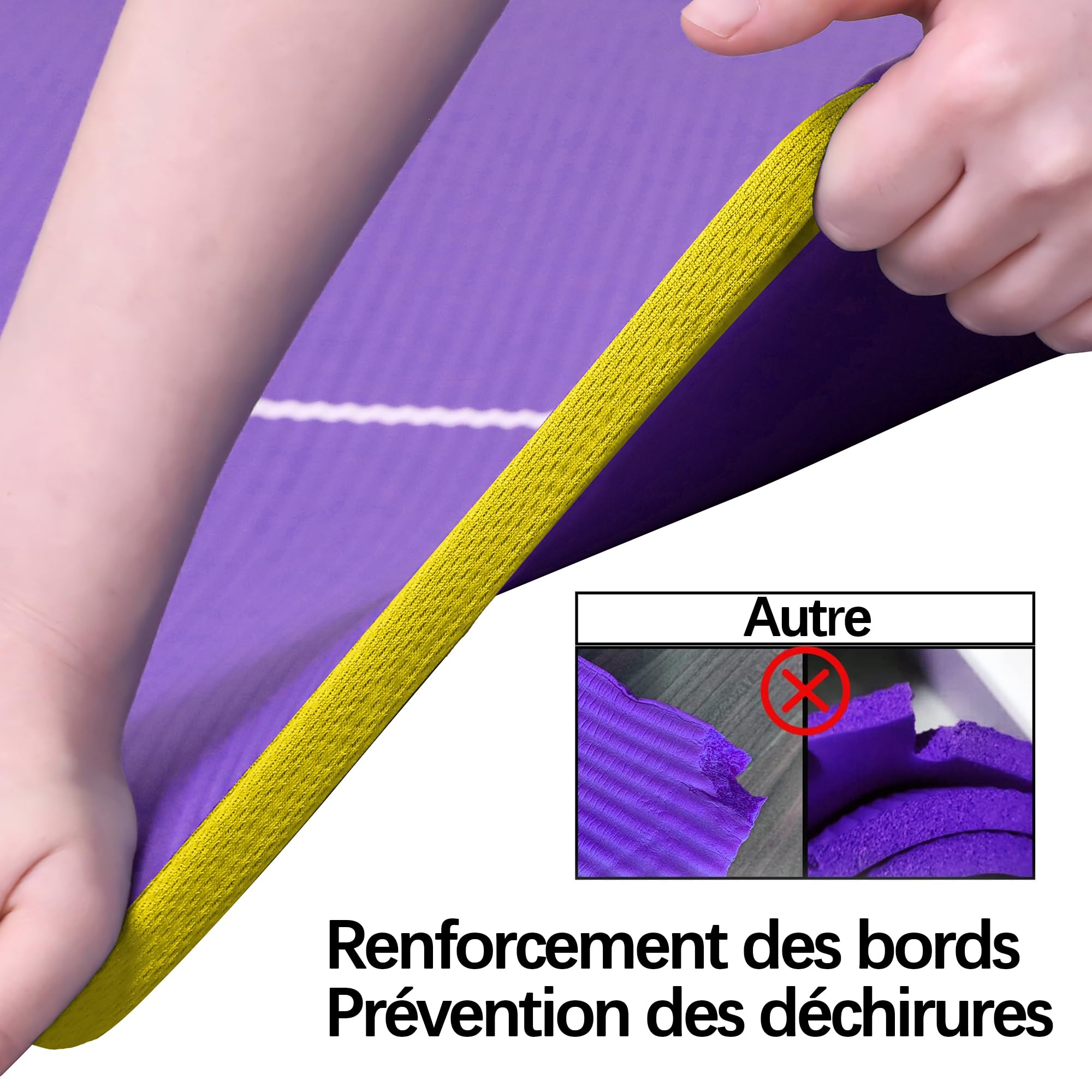 PROIRON Thick 10MM Exercise Mat, Non-Slip Yoga Pilates Gym Mat | Tear-Resistant Reinforced Edges, Flat, Good Elasticity, Camping Mat for Travel, NBR, 1860x660x10mm