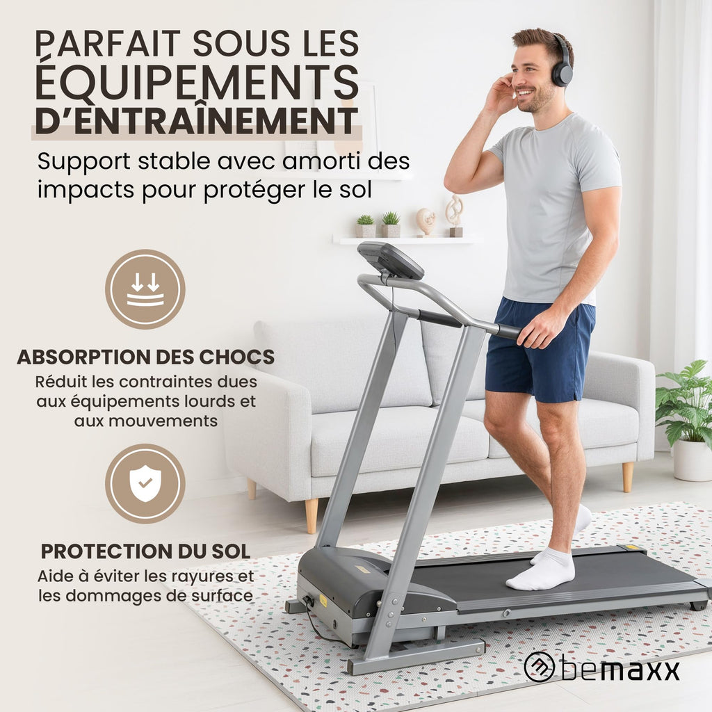 bemaxx Tapis de Fitness Protection de Sol Salle de Sport - Dalles en Mousse | EVA Caoutchouc sans BPA Matelas Puzzle Yoga Pilates Tatami pour Matériel Gym Banc de Musculation Garage Piscine Isolation