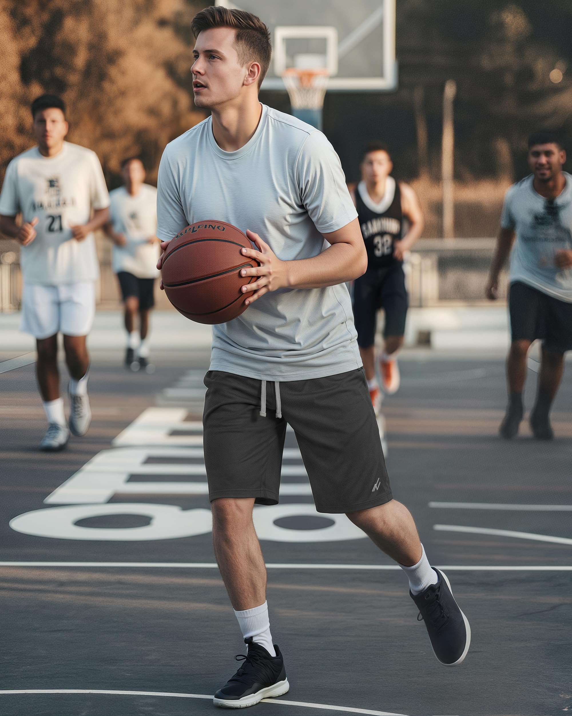 Breathable Mesh Mens Athletic Shorts Loose-Fit Quick Dry Running Gym Shorts | Lightweight Activewear Knit Workout Shorts with Pockets 8 Inch Inseam Elastic Waistband with Drawstring