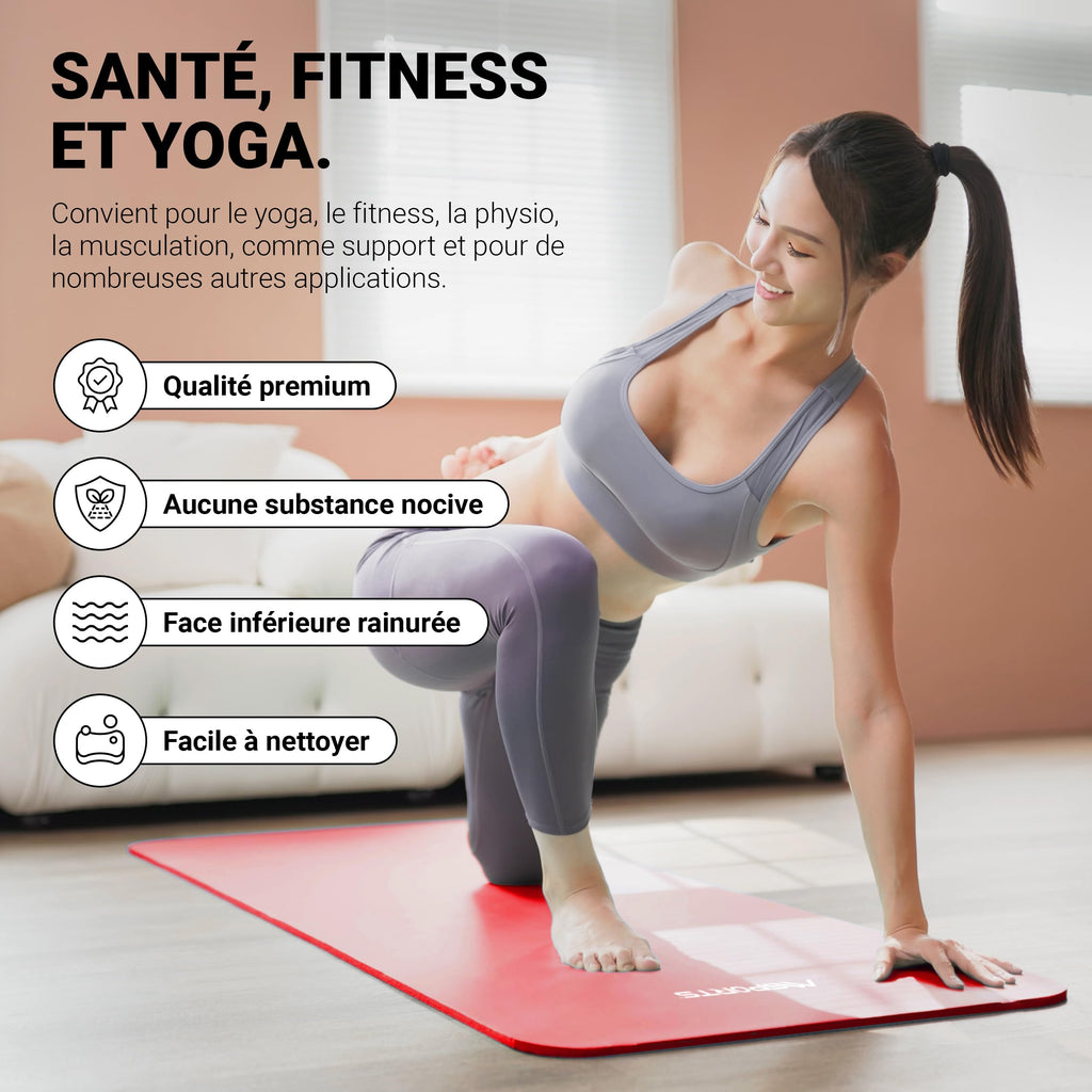 MSPORTS Premium Gymnastics Mat – Non-Slip Floor Mat for Fitness, Yoga & Strength Training – Available in 4 Sizes and 12 Colors Thick Yoga Mat